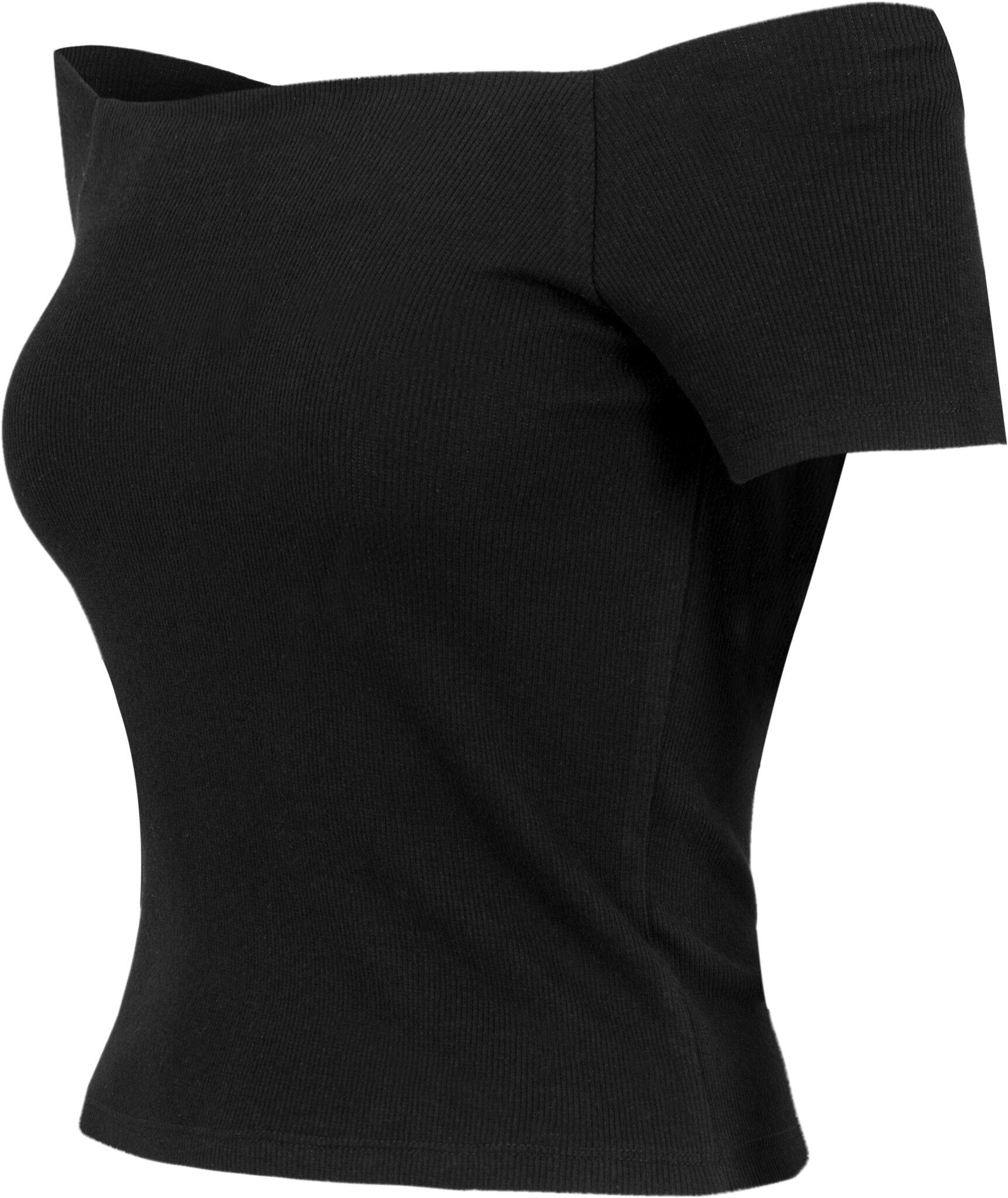 Shoulder (1-tlg) Ladies T-Shirt Off Rib URBAN Tee CLASSICS black Damen