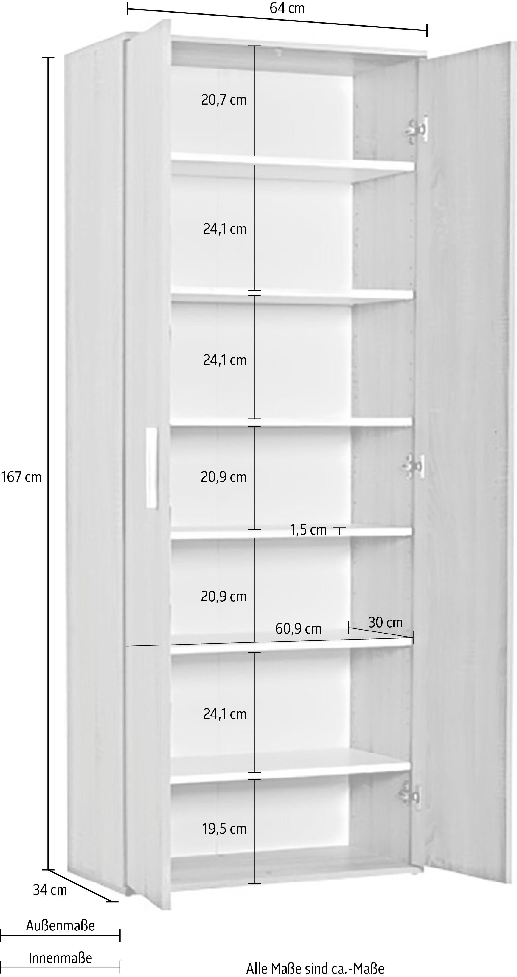 Procontour Hochschrank Clara Einlegeböden Sonoma 64cm, Eiche | Eiche Sonoma mit Breite