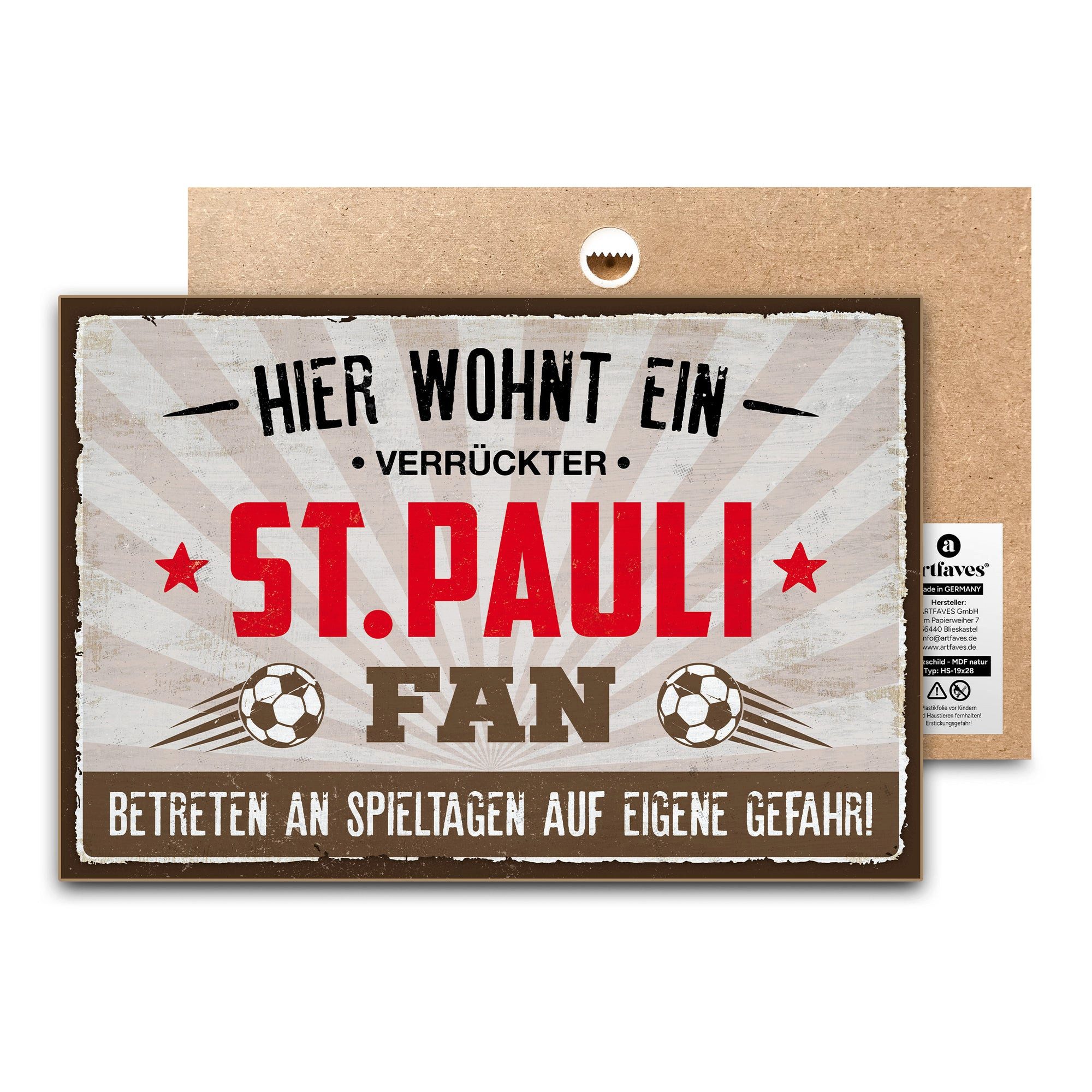 ARTFAVES Holzbild Schild mit Spruch - Hier wohnt ein verrückter ST.PAULI Fa günstig online kaufen