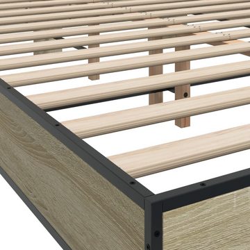 vidaXL Bett Bettgestell Sonoma-Eiche 120x200 cm Holzwerkstoff und Metall
