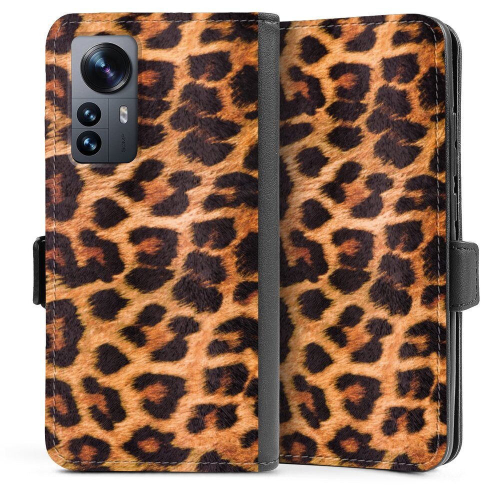 DeinDesign Handyhülle Leopard Fell Animalprint Leo Print, Xiaomi 12 5G Hülle Handy Flip Case Wallet Cover Handytasche Leder