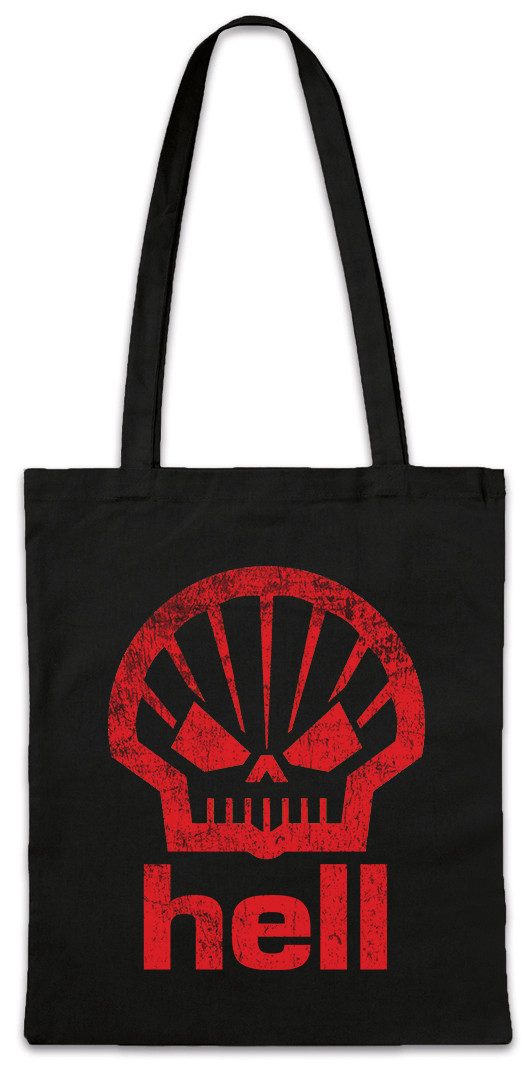 Urban Backwoods Beuteltasche Shell Hell Stofftasche Tankstelle Hölle Fun Devil Teufel Racing Car (1-tlg), Tuning Shop Mechaniker Werkstatt