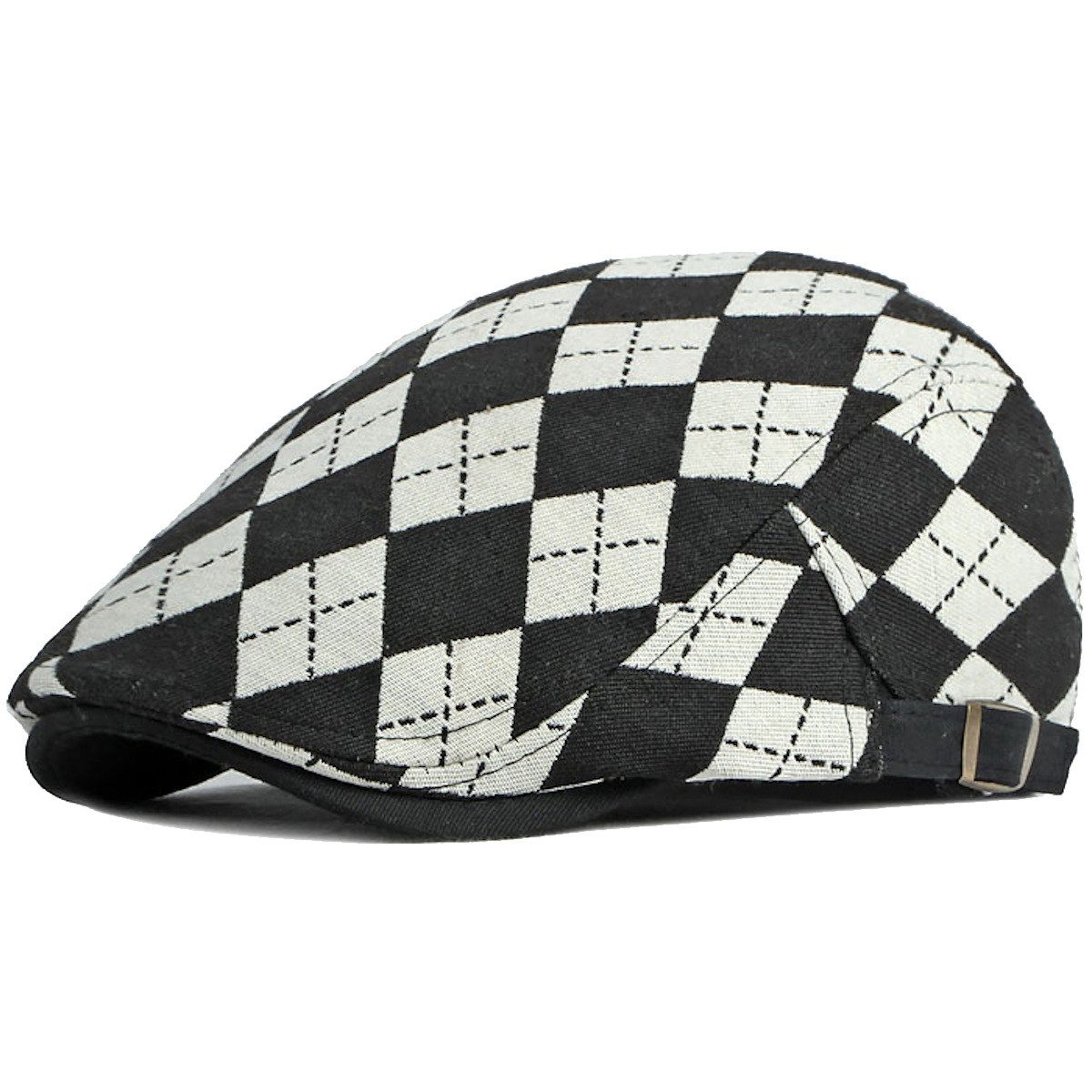 Sporty Flat Cap Gatsby Karo Retro karierte Schirmmütze mit Schirm Schiebermütze