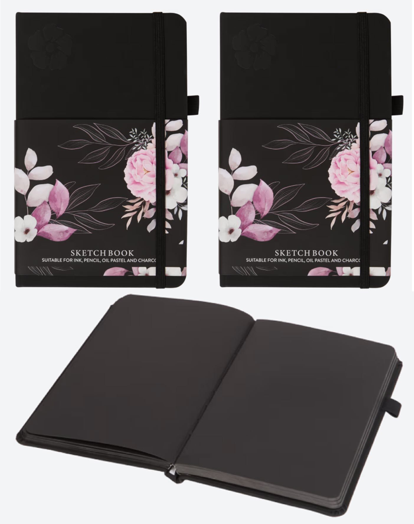 Spectrum Skizzenbuch 2 Stück Skizzenbuch A5 schwarz 80 Blatt schwarzes Papier 140 g/m2