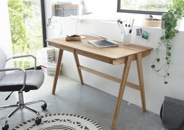 MCA furniture Schreibtisch Delia (Laptoptisch 120 cm, Asteiche), Massivholz geölt, mit Schubladen