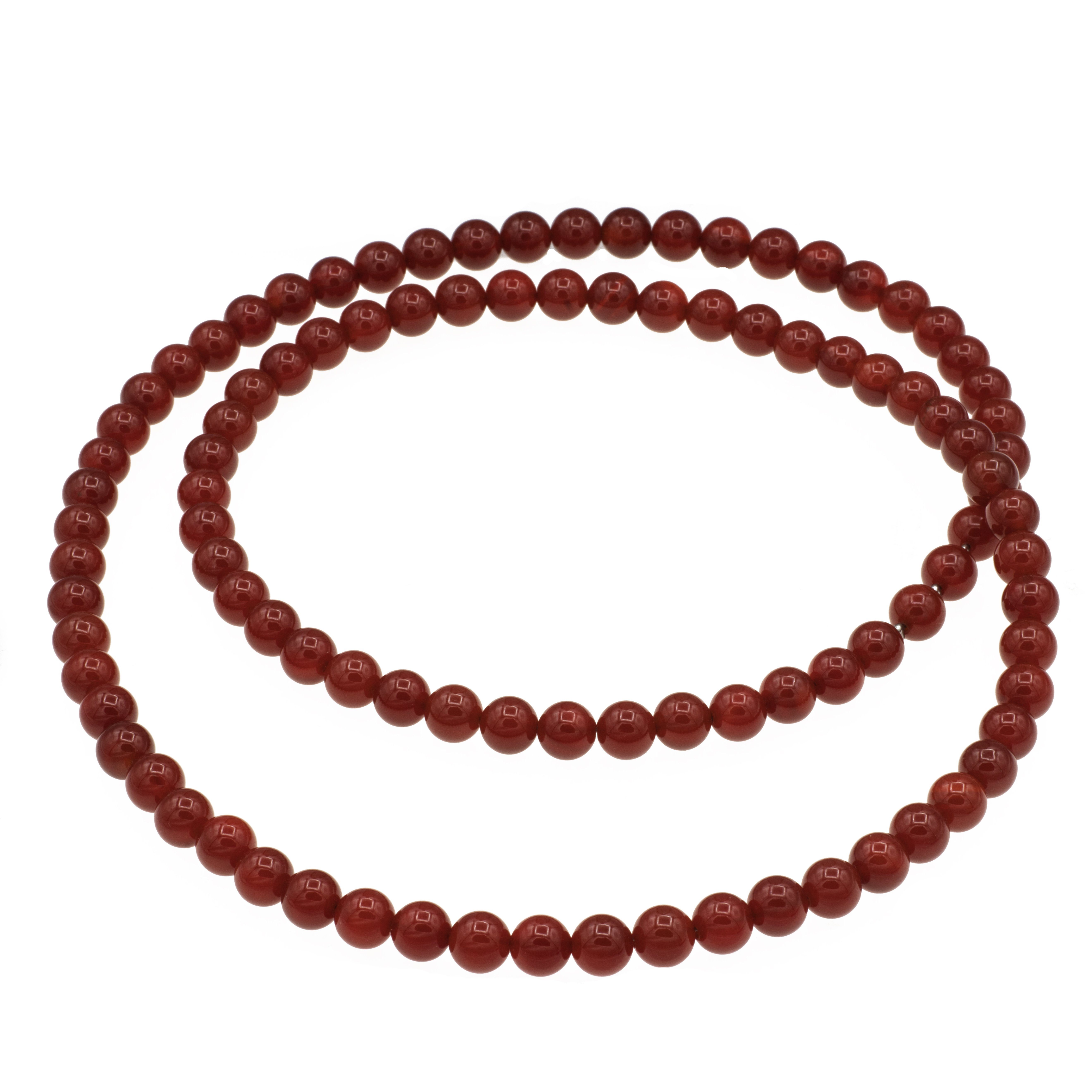 Bella Carina Perlenkette Karneol Kette 8 mm 80 cm Länge, geschlossen,  geschlossene lange Kette zum Umhängen