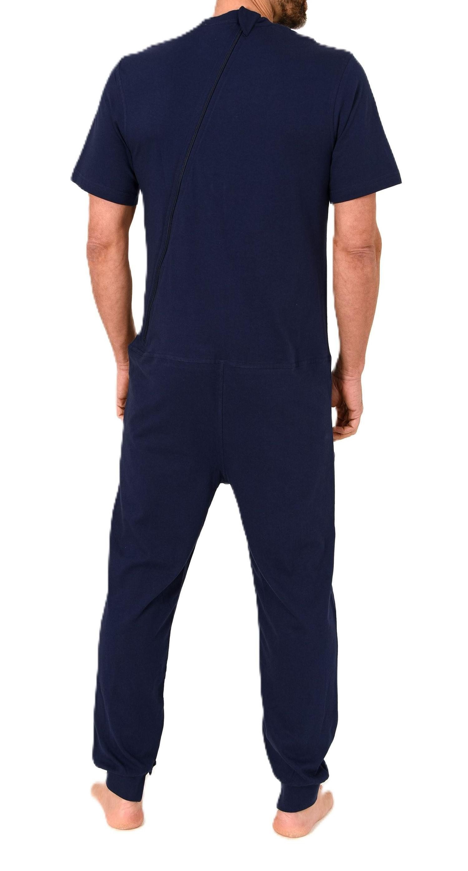 Normann Pyjama Herren kurzarm Pflegeoverall mit langen Bein und 2 Reissverschlüssen