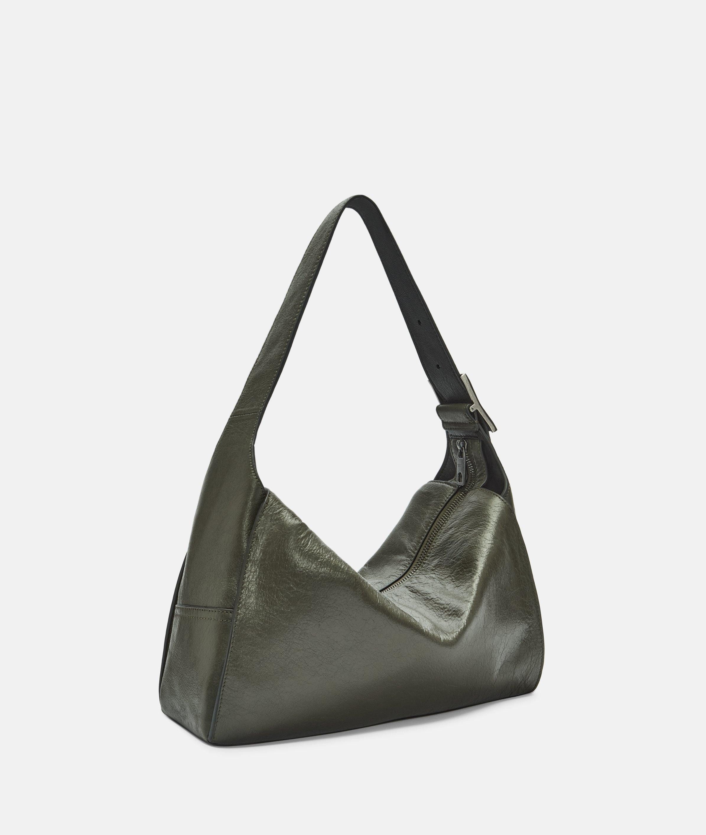 Liebeskind Berlin Schultertasche Lou Hobo M, Geräumige Hobo-Bag aus Leder mit Breaking-Effekt