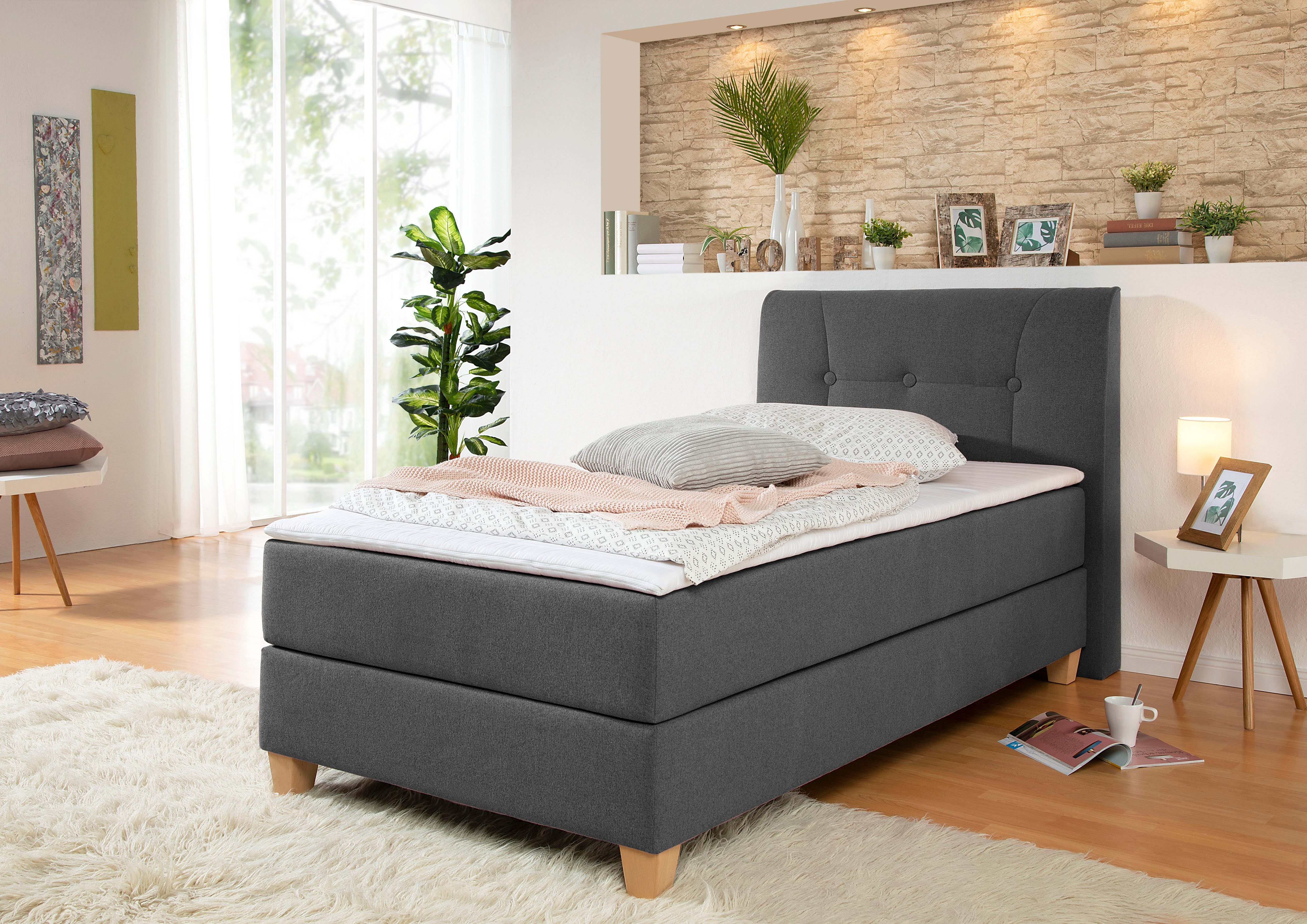 Home affaire Boxspringbett Calloway, inkl. Topper, XXL-Ausführung, in 4 Farben, 5 Breiten, 3 Matratzenarten