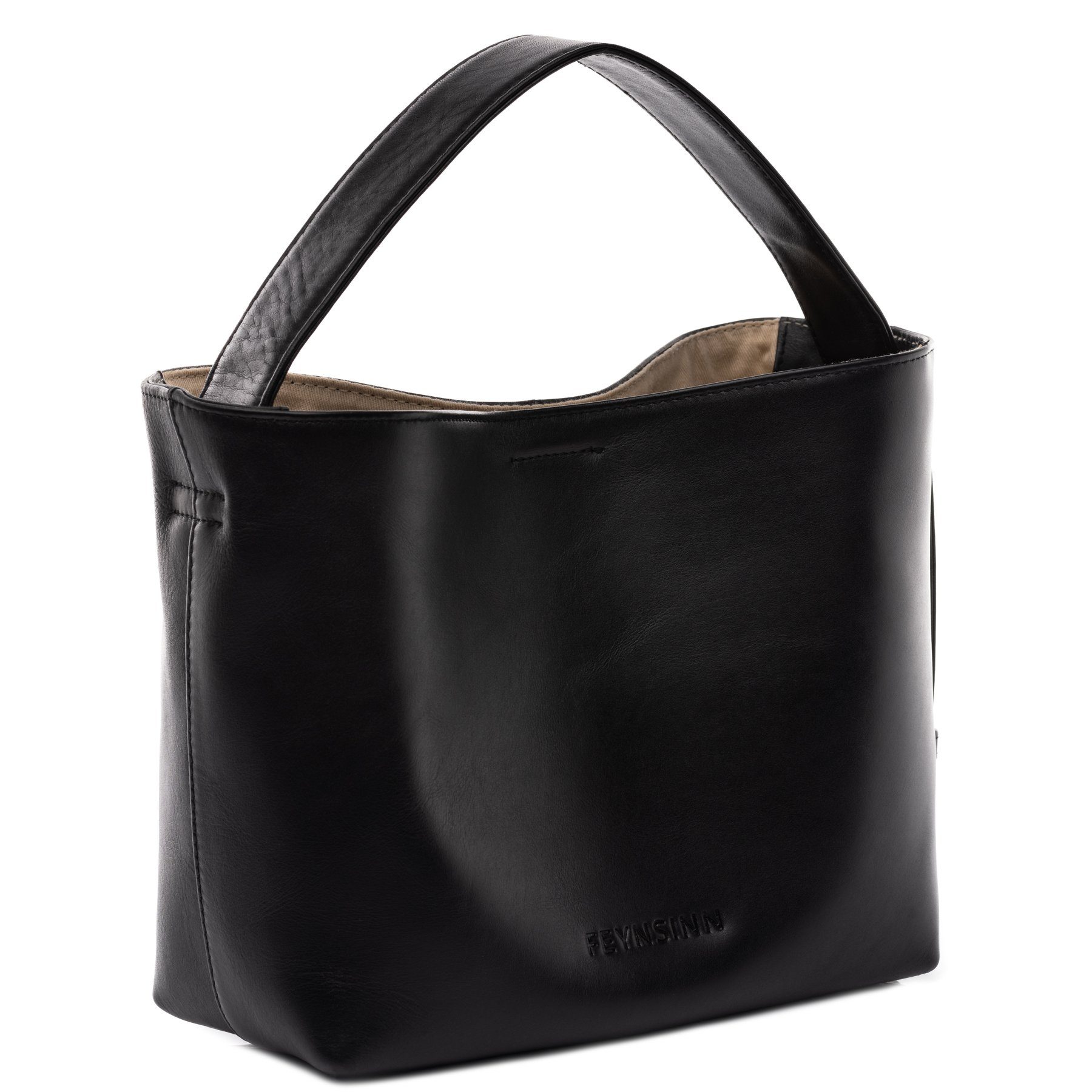 FEYNSINN Umhängetasche echt Leder Handtasche Schultertasche groß schwarz FINJA, Henkeltasche Echtleder Damen, Hobo Bag klein schwarz