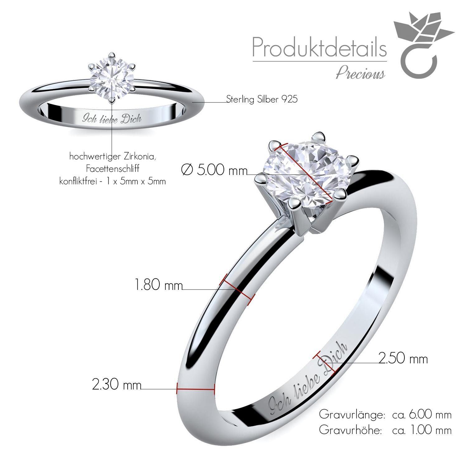 Amoonic Verlobungsring Damenring Silber 925 mit Zirkonia Silberring Geschenk Damen (inkl. Schmucketui)