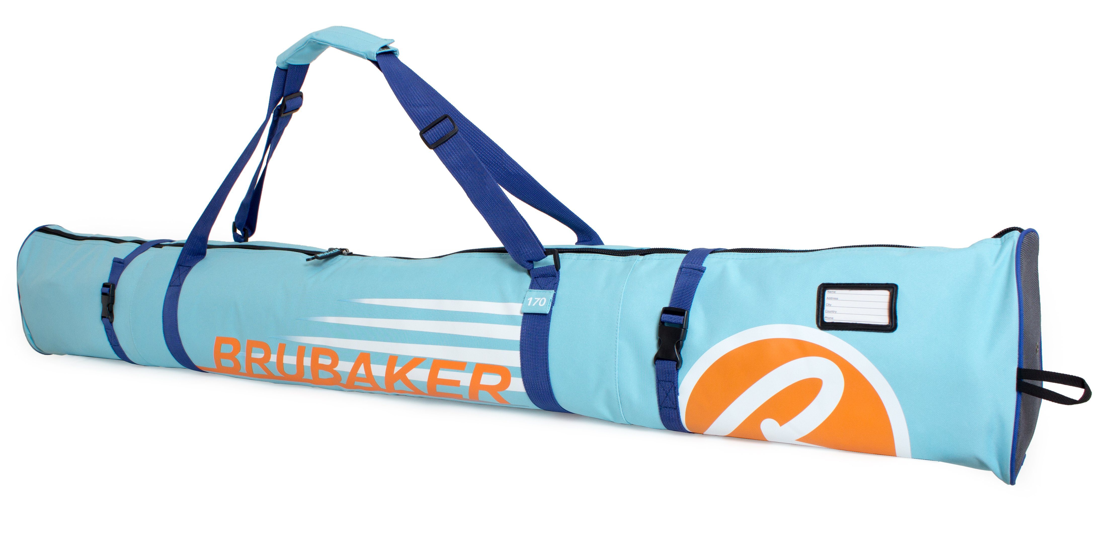 BRUBAKER Sporttasche Carver Champion Skitasche Hellblau (1-tlg., reißfest und schnittfest), gepolsterter Skisack mit Zipperverschluss, Skibag für Skier und Skistöcke, Ski Tasche