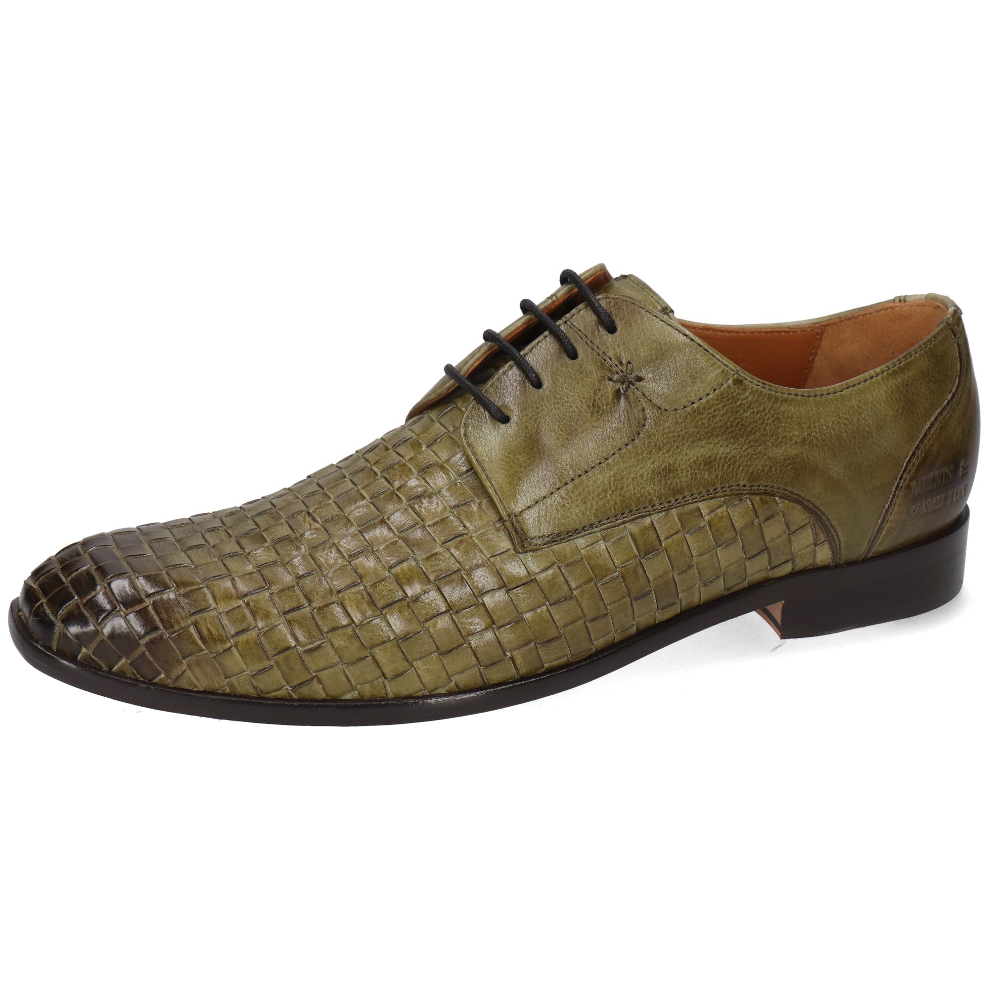 Melvin & Hamilton Elyas 4 Leder-Derby Schuhe für Herren Schnürschuh Flache Absätze, Echtes Leder, Vegetabile Gerbung, Von Hand geflochten