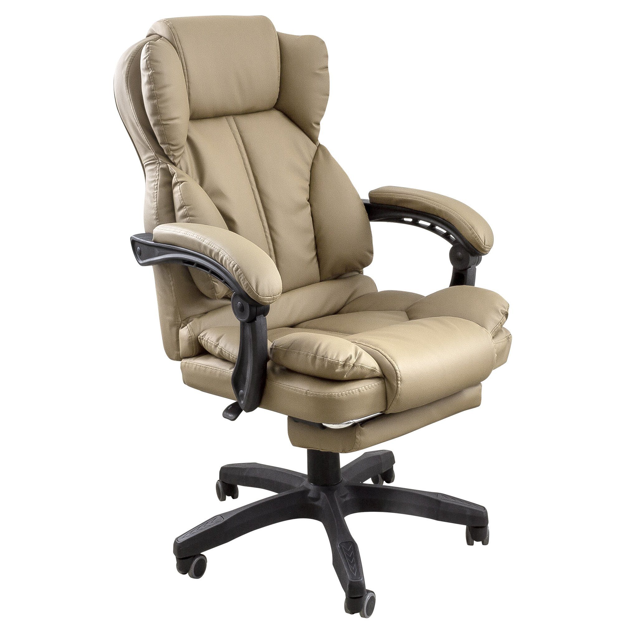 TRISENS Chefsessel Rafael (1 Stück), Bürostuhl mit extra Polsterung Home Office Chair im Lederoptik-Design Beige