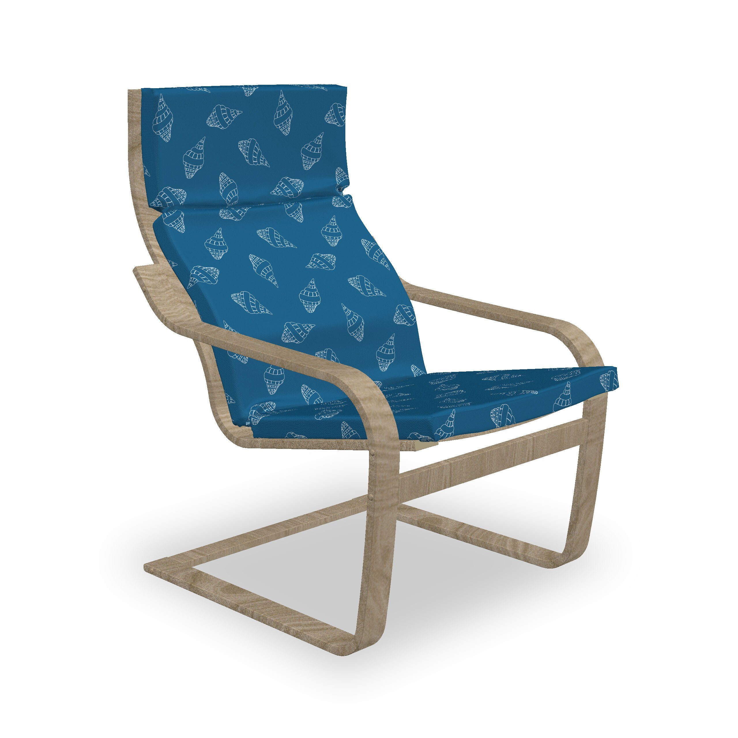 Stuhlkissen Muscheln Hakenschlaufe und Reißverschluss, mit und Blau Sitzkissen mit Abakuhaus Spiral weiß Stuhlkissen