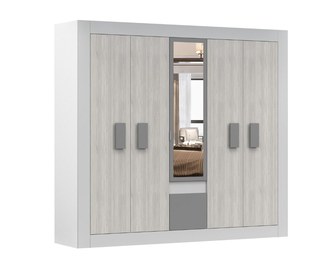 Deine Möbel 24 Schlafzimmer-Set HEAVEN II Komplettschlafzimmer Kleiderschrank 230 cm breit, (Drehtürenschrank Kleiderschrank mit Spiegeltüren Kommode 2x Nachtti – Bild 4 von 5