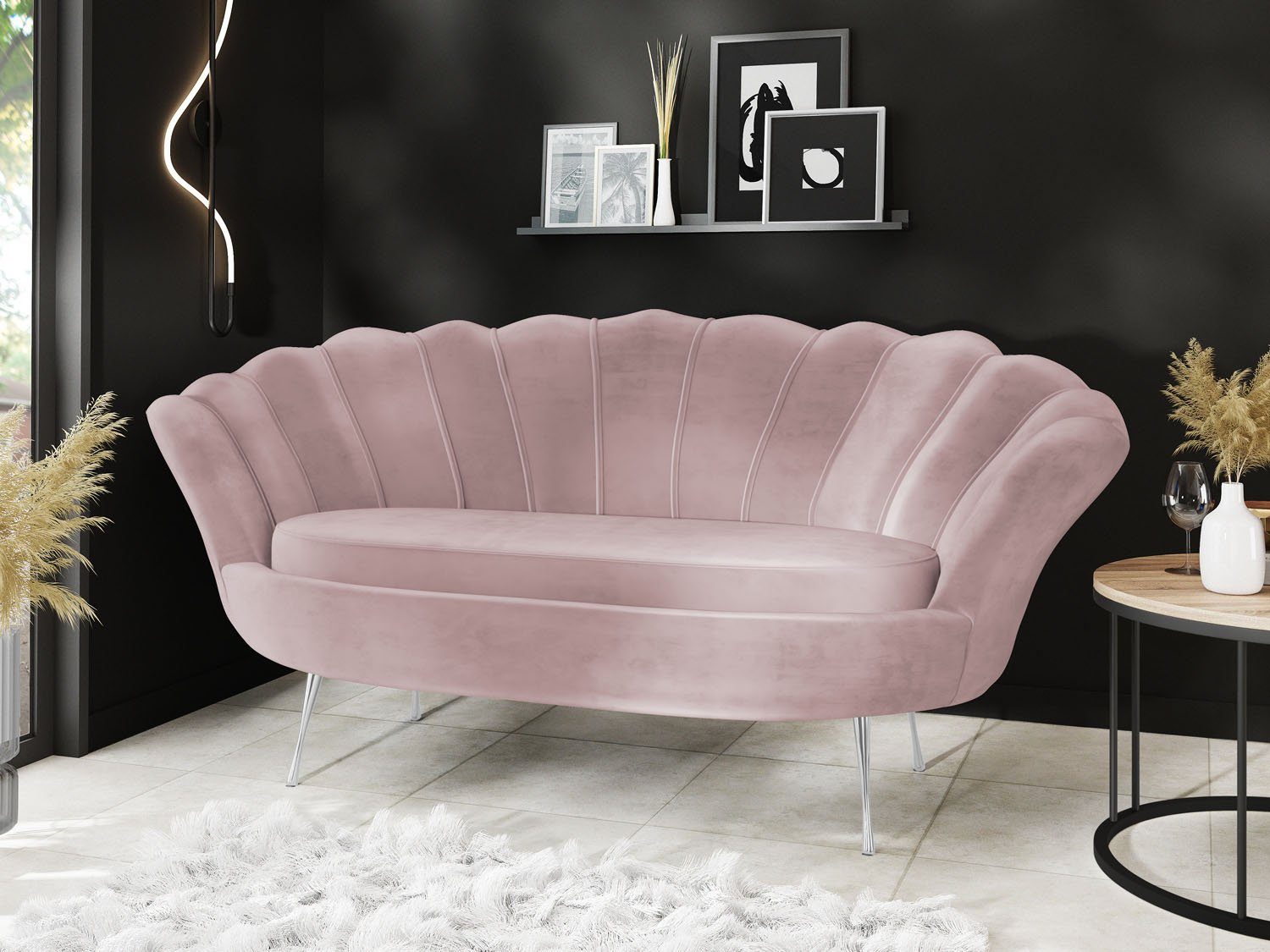 WFL GROUP Sofa Muschel, Samt 2-Sitzer günstig online kaufen