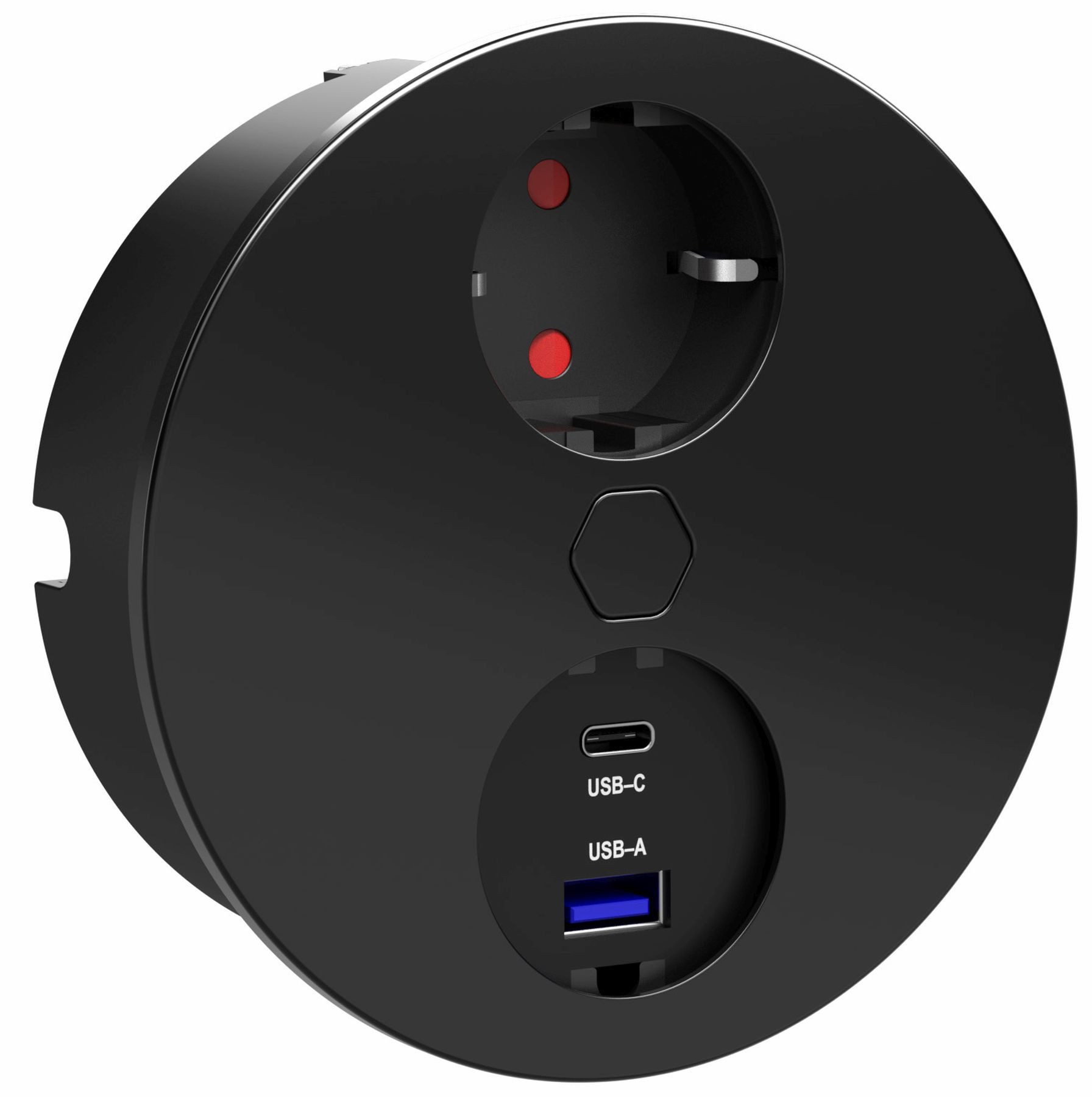HPF Einbausteckdose Duplex-R Küchensteckdose USB A/C Einbau Arbeitsplatte Einbau-Tischsteckdose (Kabellänge 2.00 m)