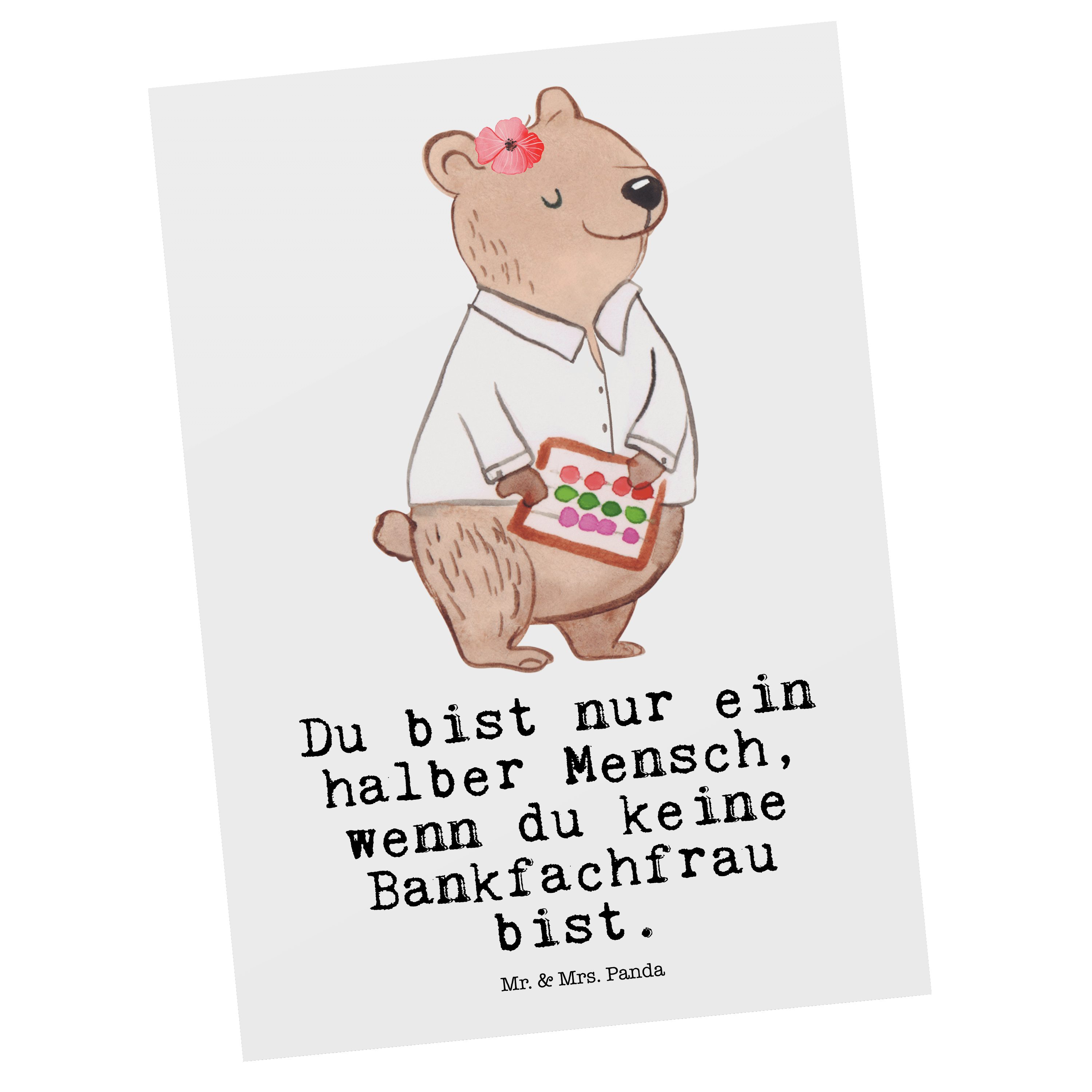 Mr. & Mrs. Weiß Bankberaterin, - Bankfachfrau Geschenk, Panda Herz selbstständig - Postkarte mit