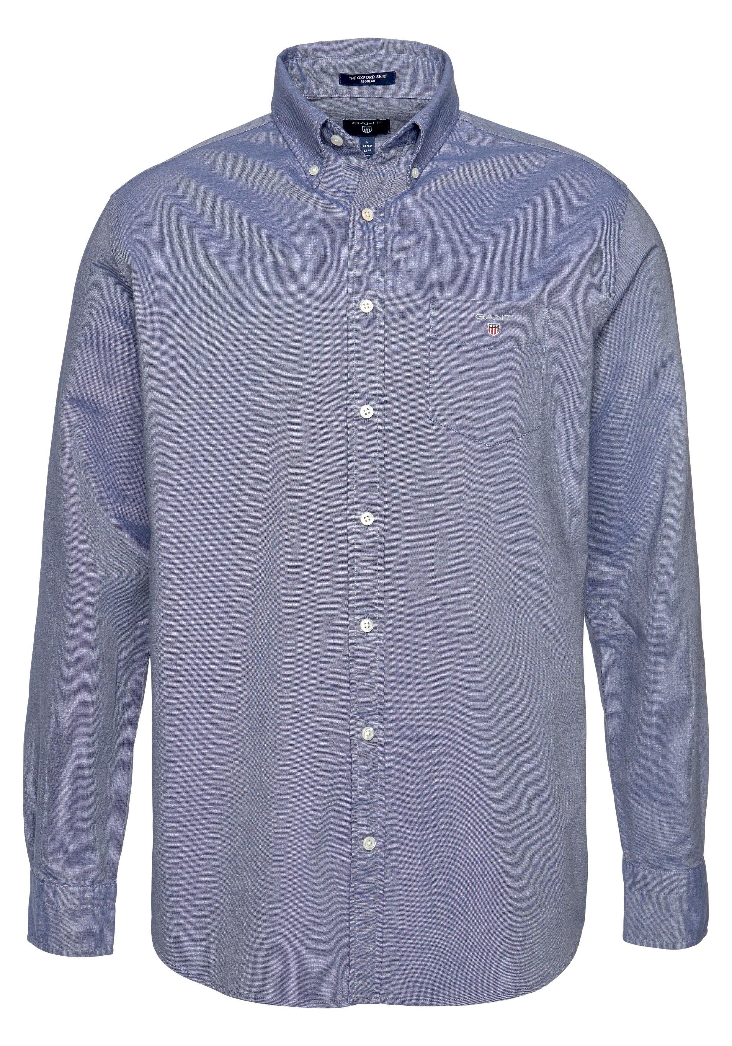 Gant Langarmhemd Oxford mit Logostickerei der Brusttasche persian auf blue