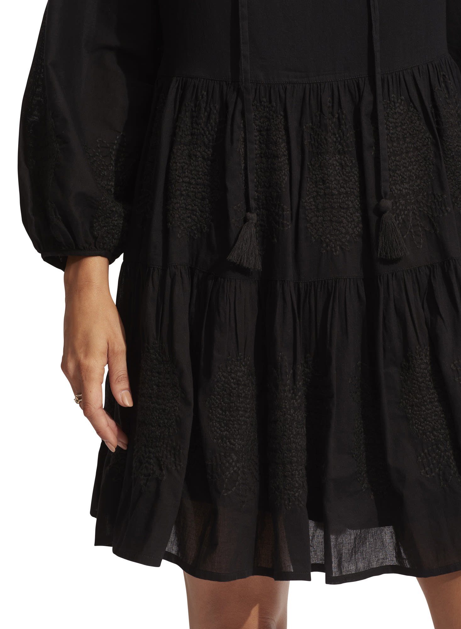 Dress Black Tier Damen Seafolly Seafolly Sommerkleid Embroidery Corsica W