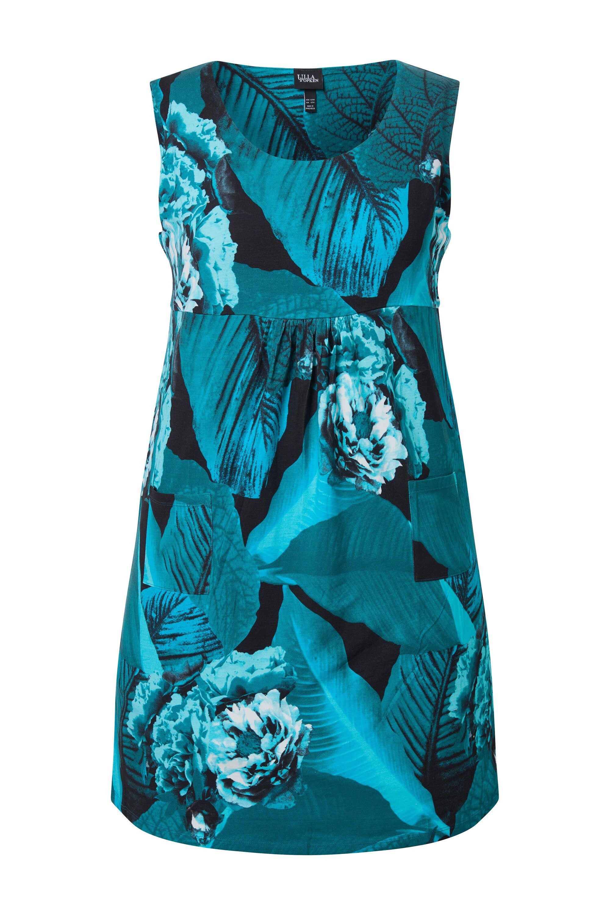 Ulla Popken Minikleid Jerseykleid A-Linie Rundhals ärmellos Taschen günstig online kaufen