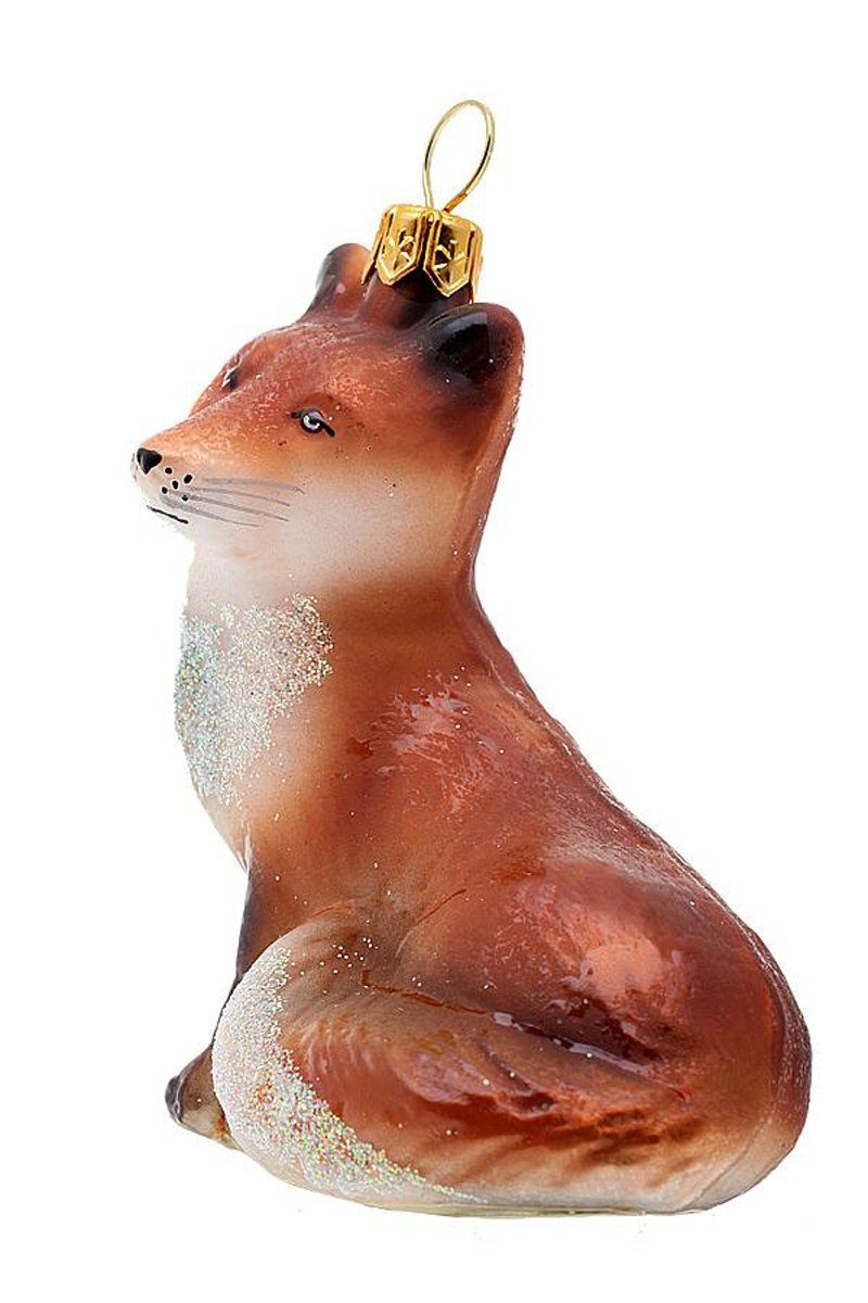 mundgeblasen Weihnachtskontor - Fuchs, Dekohänger - handdekoriert Hamburger Christbaumschmuck