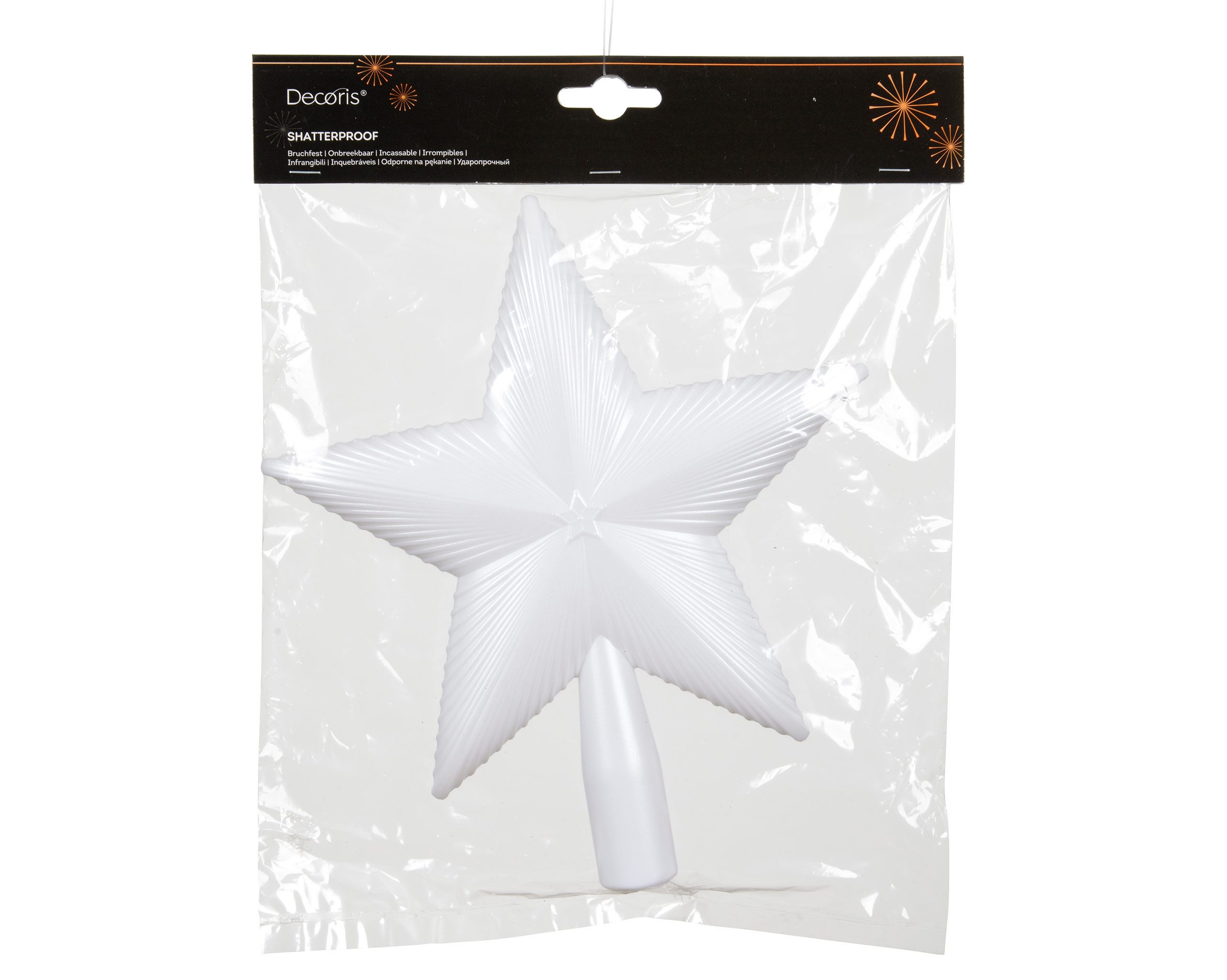 Kaemingk Christbaumspitze, Christbaumspitze Stern Strukturiert 21cm Kunststoff - Winterweiß