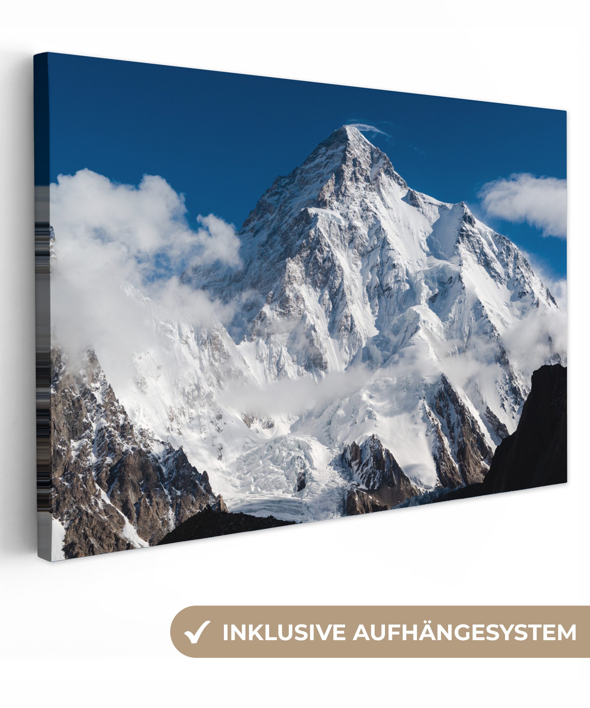OneMillionCanvasses® Leinwandbild Gipfel des K2, Fotodruck (1 St), Leinwand Bilder Klein, Wand Dekoration Aesthetic 30x20 cm