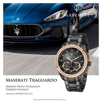MASERATI Chronograph Maserati Herren Uhr Chronograph, Herrenuhr rund, groß (ca. 55x45mm) Edelstahlarmband, Made-In Italy