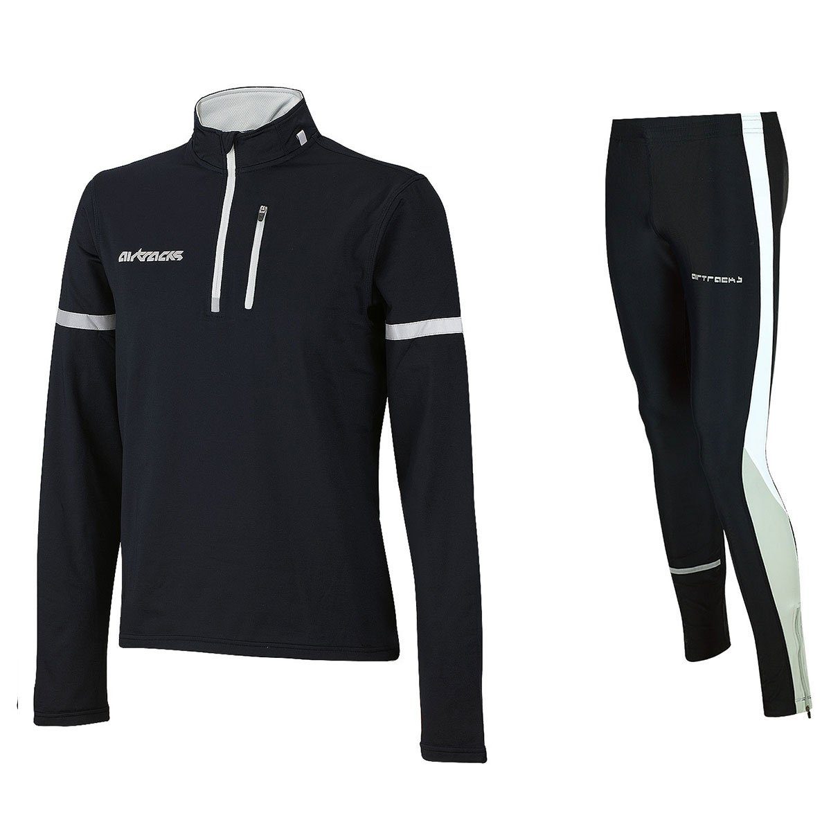 Lauftights Herren Thermo Laufset Pro: Thermo Laufshirt Langarm + Laufhose Lang