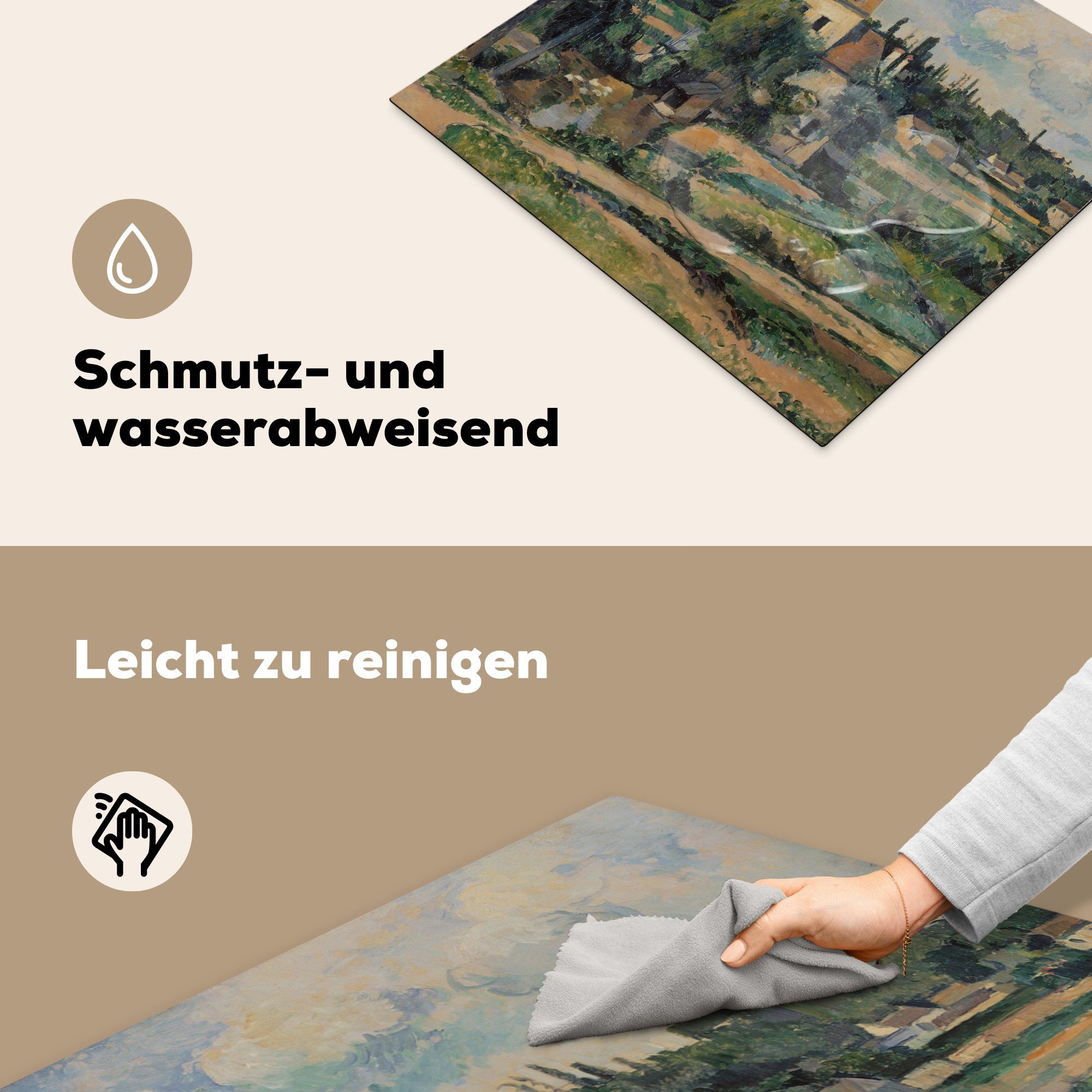 Pontoise von Ceranfeldabdeckung Arbeitsfläche von Cézanne, Mobile Vinyl, MuchoWow (1 - Die Gemälde Mühle 60x52 Paul tlg), cm, Herdblende-/Abdeckplatte nutzbar,