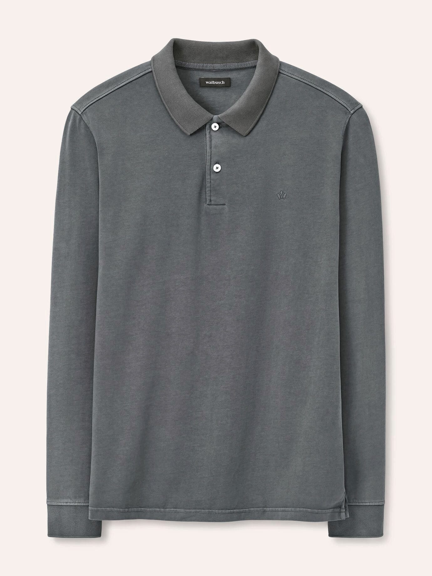 Walbusch Poloshirt Herren Langarmpolo aus weicher Baumwolle Shirt Poloshirt, garment-dyed, extraweich & pflegeleicht