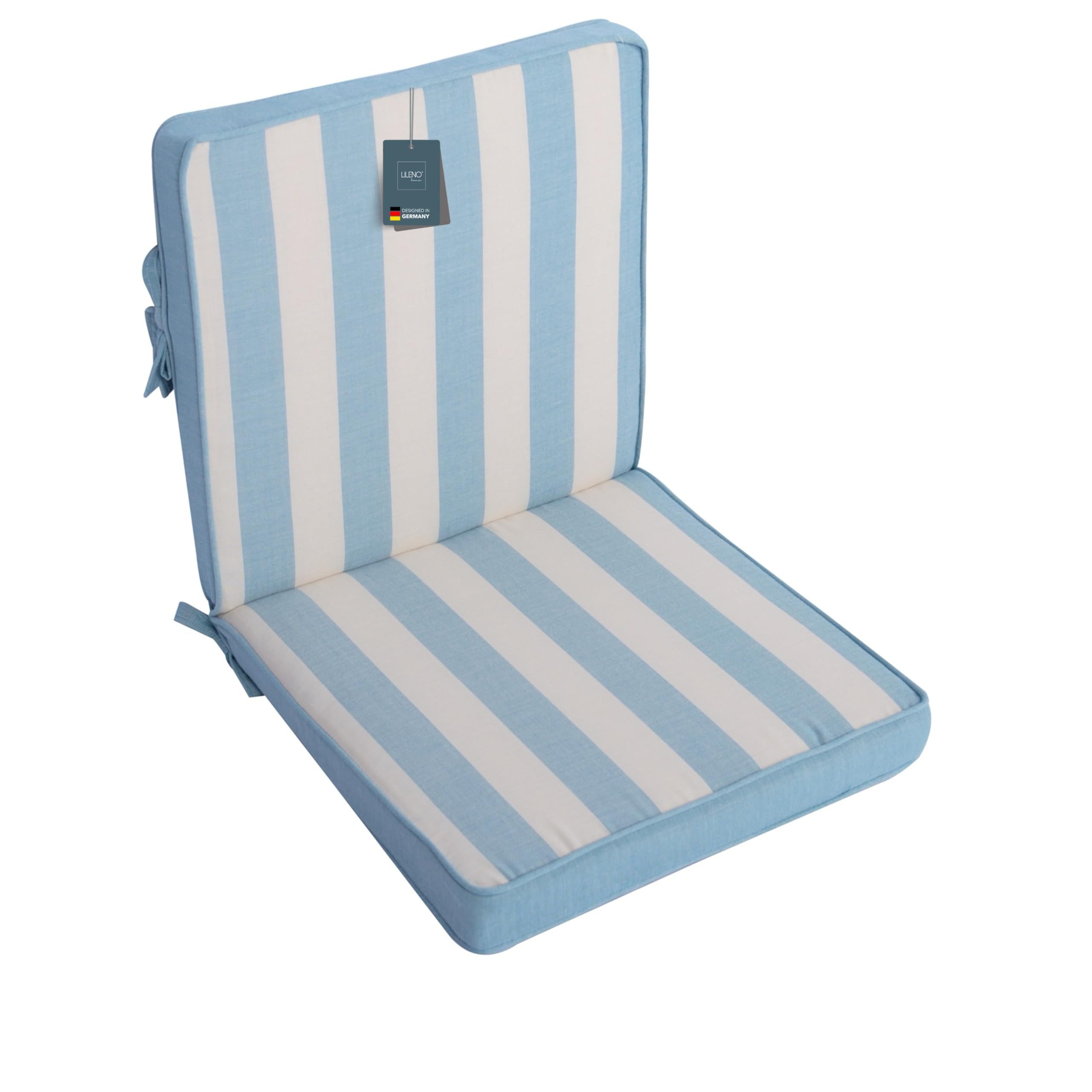 LILENO HOME Polsterauflage Niedriglehner, bequeme Sitzauflage für Gartenmöbel, Stuhlkissen, (1er Set), Gartenstuhl Auflage in Blockstreifen Aqua, Sitzpolster waschbar