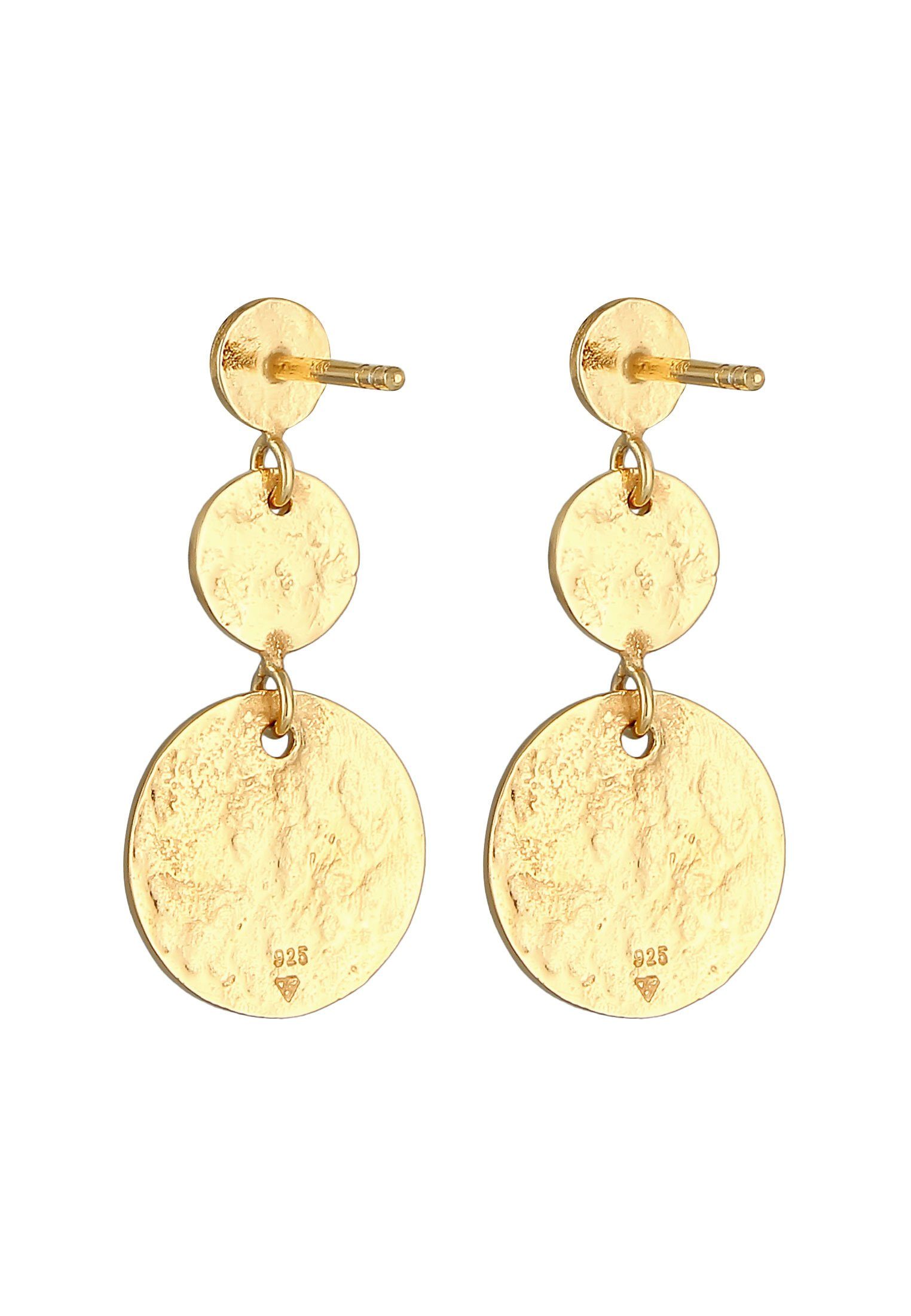 Elli Paar Silber Gold Ohrhänger Antique Vintage Plättchen Ohrstecker 925