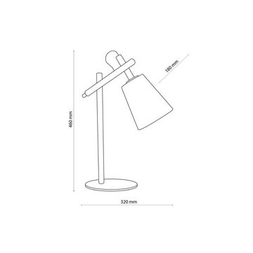 Licht-Erlebnisse Schreibtischlampe VAIO, ohne Leuchtmittel, Holz Stoff E27 Natur Grau-Beige 46cm Schreibtischlampe Nachttischlampe