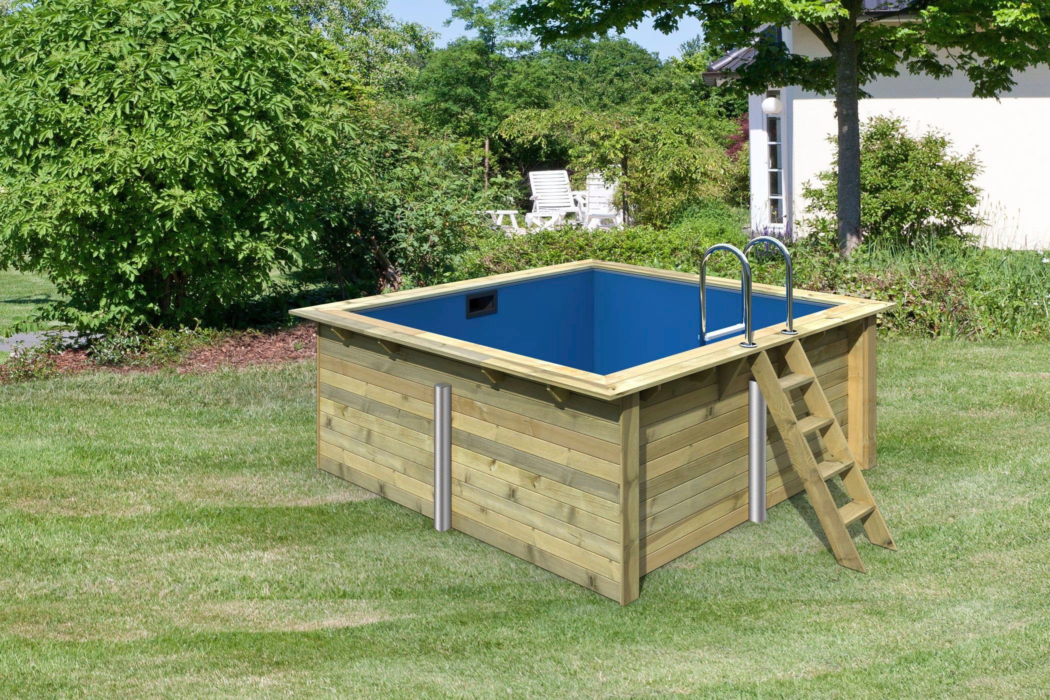 Karibu Rechteckpool Holzpool Milano, BxLxH: 353x320x124 cm, kesseldruckimprägniert