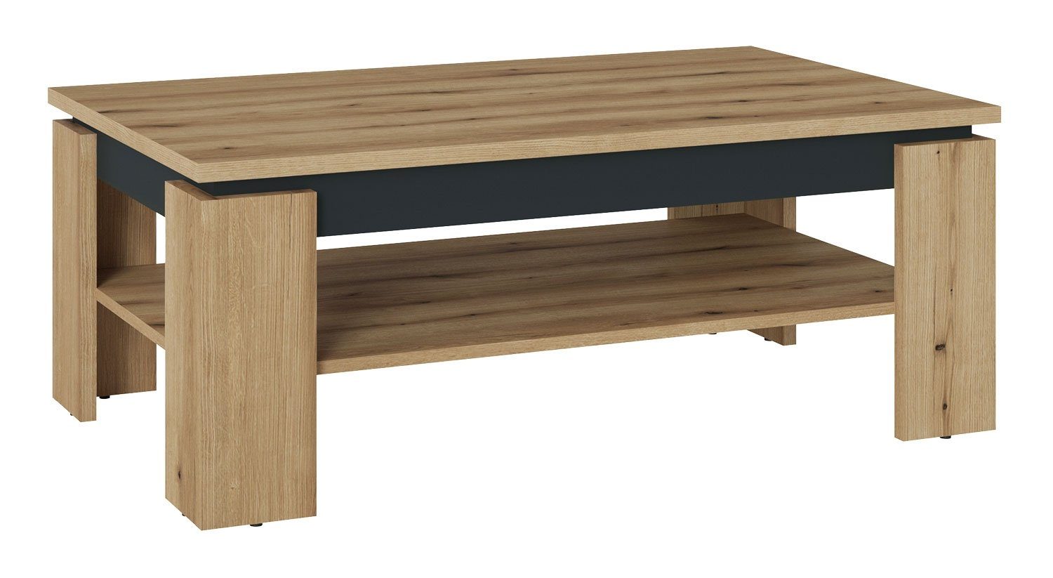 Couchtisch CORTE, B 110 x H 67 cm, Coast Evoke Eiche Dekor, mit zusätzlicher Ablagefläche