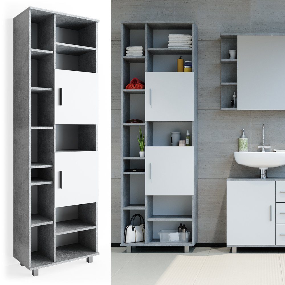 Vicco Hochschrank Ilias, Beton/Weiß, 60 x günstig online kaufen