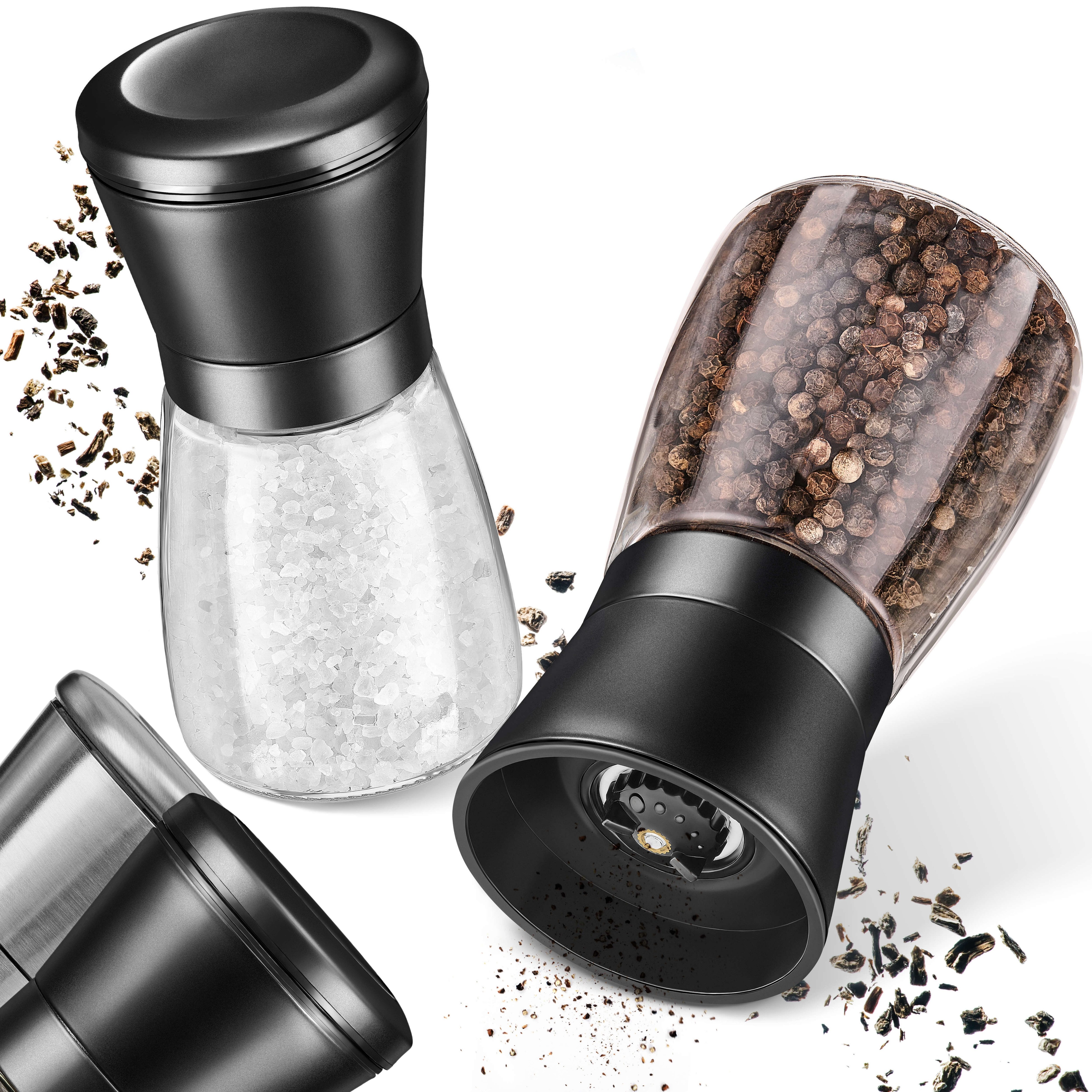 Salz-/Pfeffermühle mit Keramikmahlwerk & Edelstahl - Verstellbar Grob & Fein