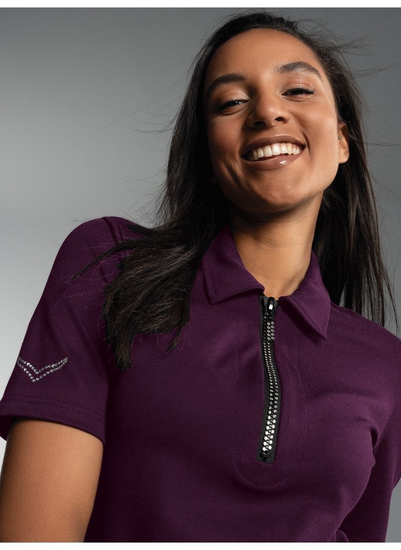 Trigema Poloshirt TRIGEMA Slim Fit Poloshirt mit Kristallsteinen (1-tlg)
