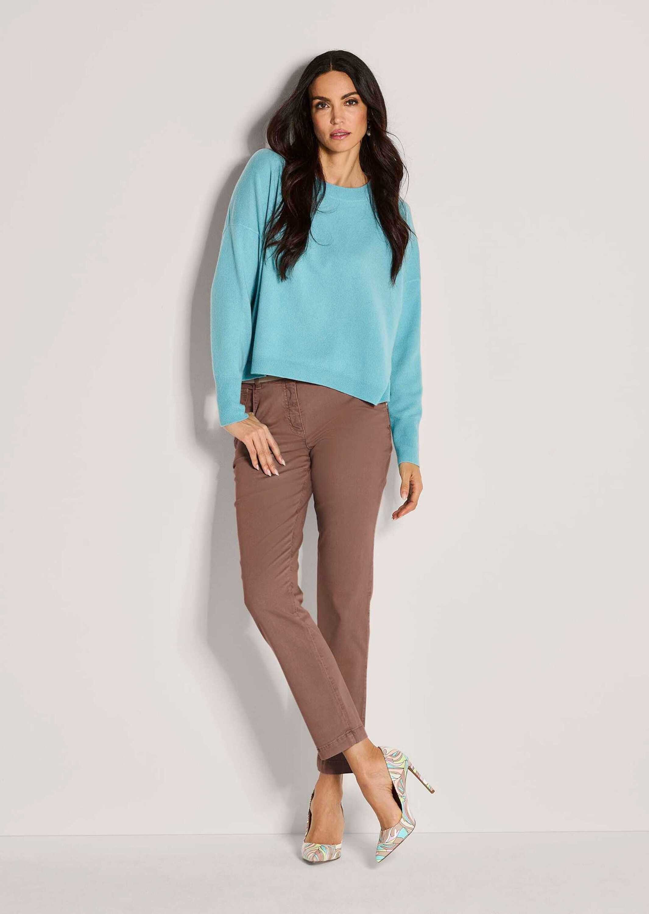 MADELEINE Stoffhose Kurzgröße: Mid Waist Hose in schlanker Form mit Zier-Re günstig online kaufen