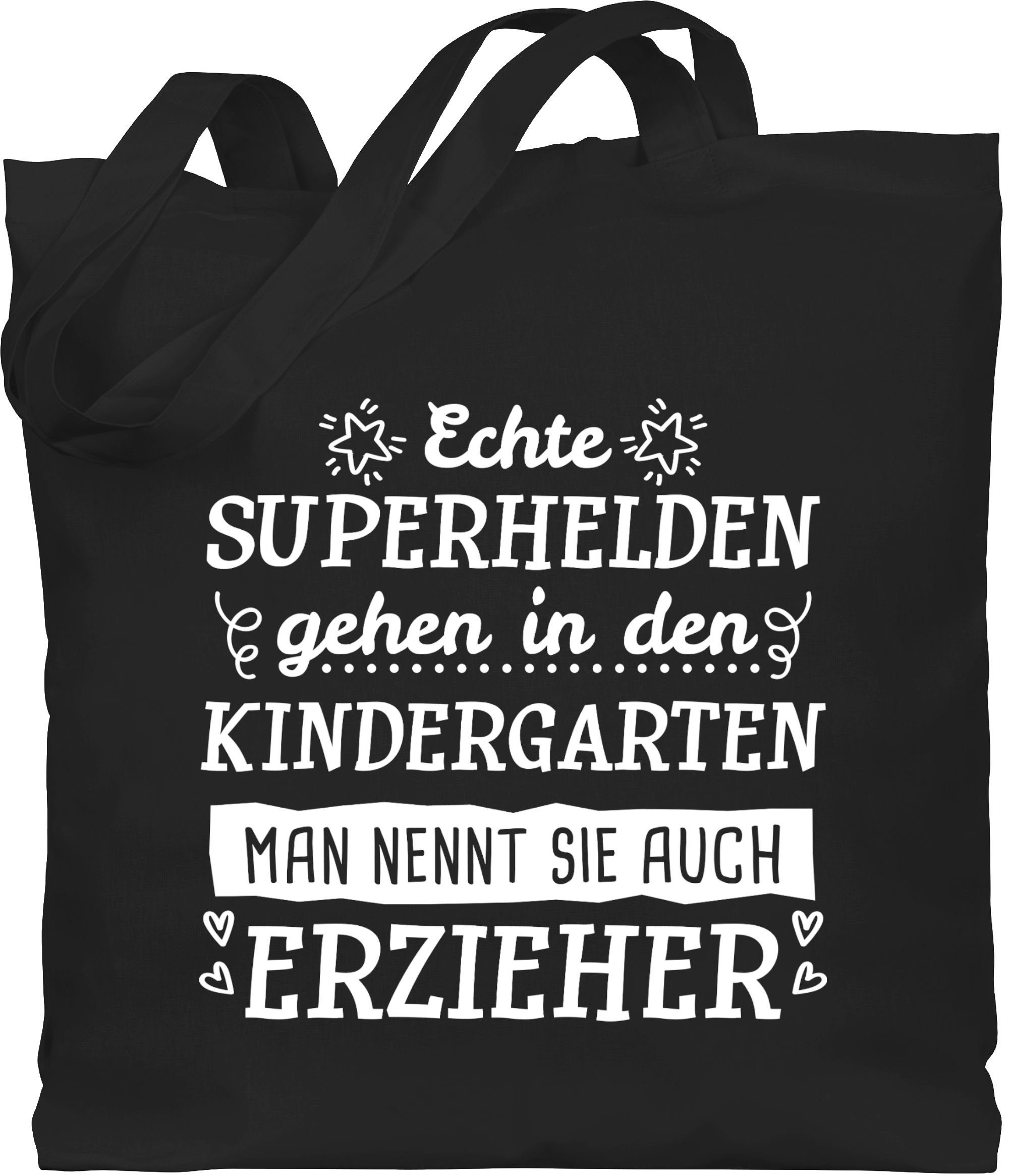 gehen Shirtracer Echte Superhelden Kindergarten - in den Schwarz Job Umhängetasche Weiß, 1 Geschenke Erzieher und Beruf -