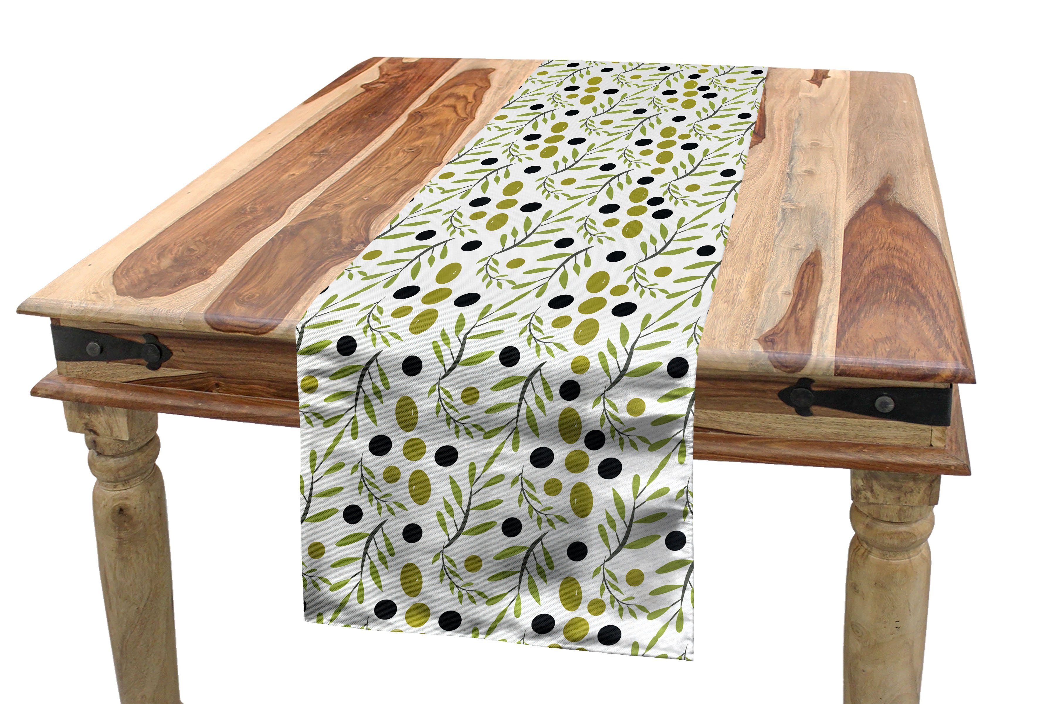 Abakuhaus Tischläufer Esszimmer Küche Rechteckiger Dekorativer Tischläufer, Olive Biokost Blätter Budding