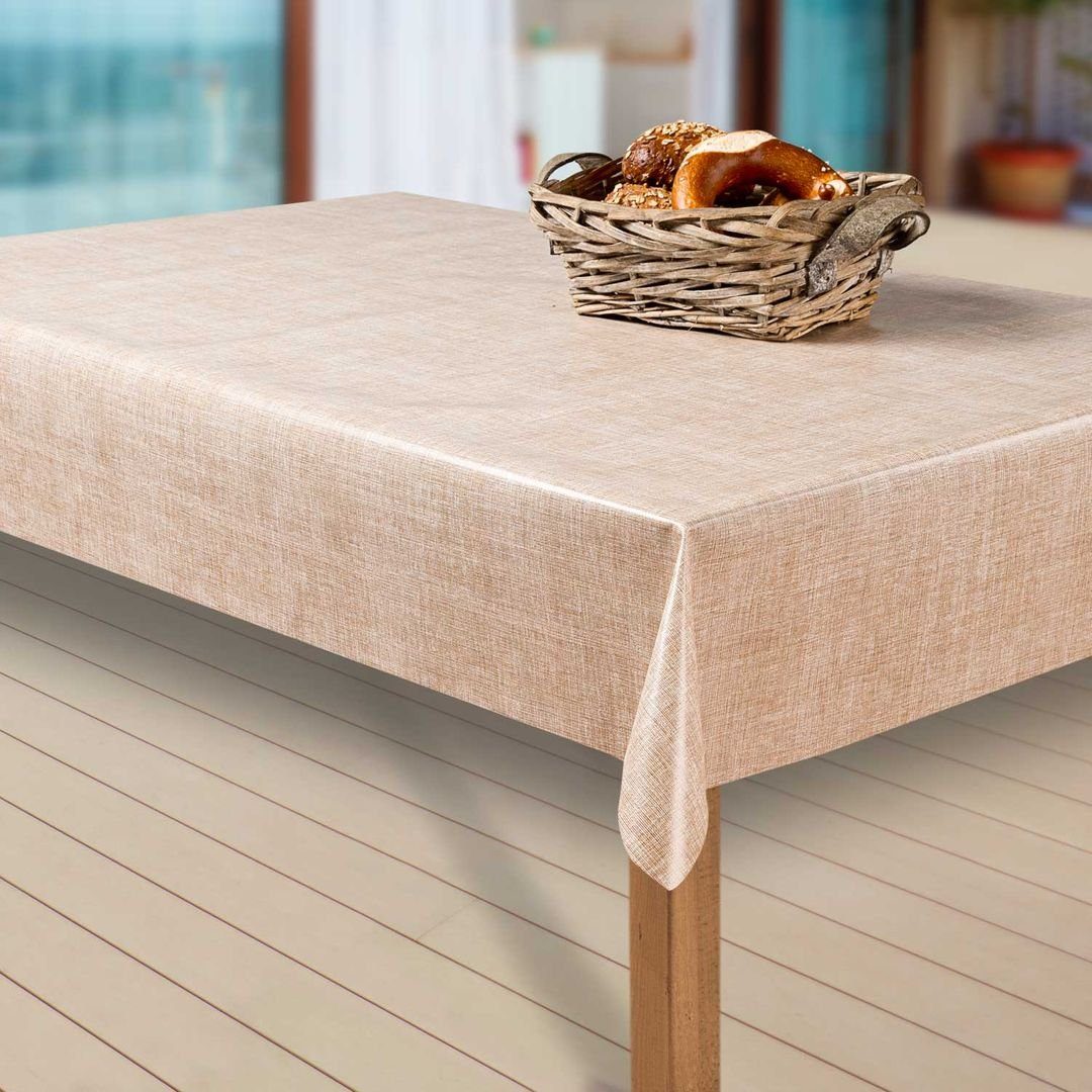 laro Tischdecke Wachstuch-Tischdecken Abwaschbar Leinenoptik. beige günstig online kaufen