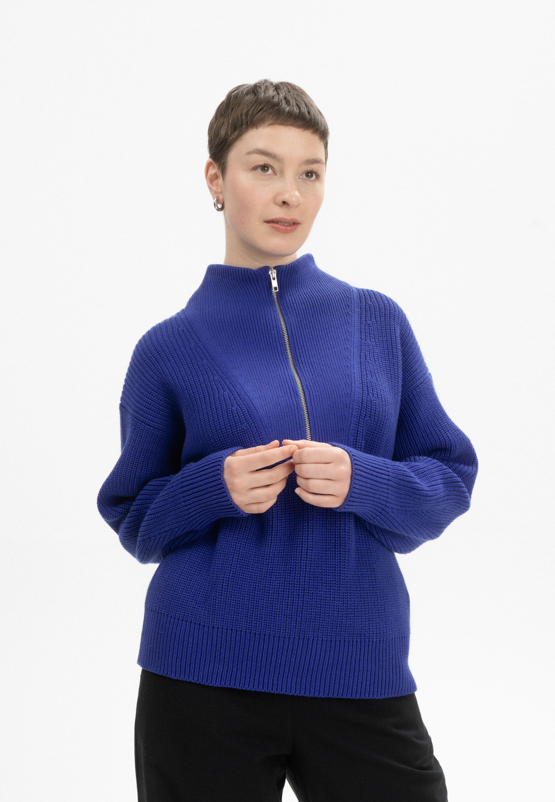 MELA Strickpullover Damen Rippstrick Troyer KIMAYA günstig online kaufen