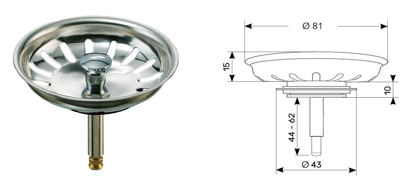 keenberk Ablaufventil Universal Siebkörbchen für Excenterbedienung Ø 81 mm 3,5 Zoll – Bild 5 von 5