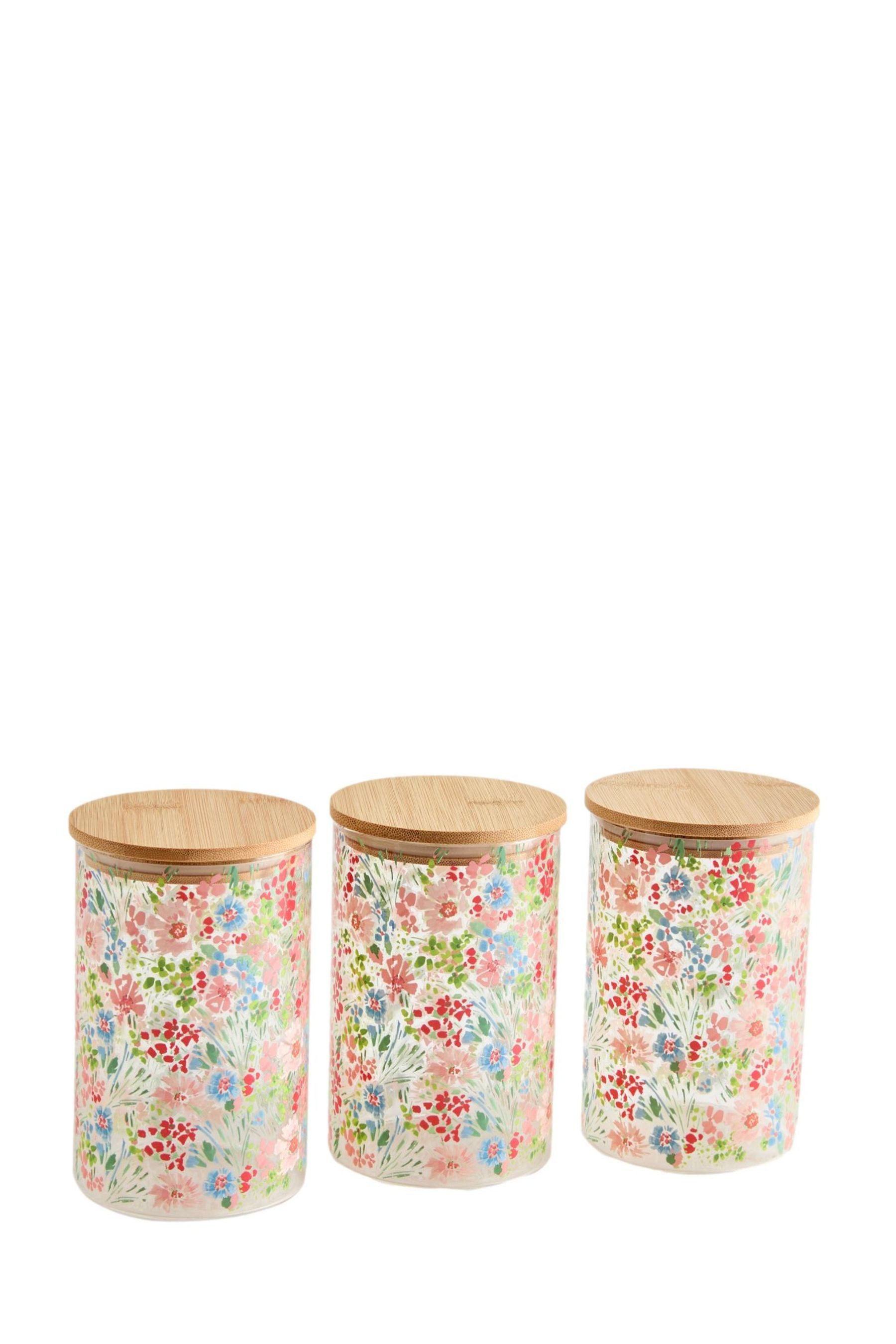 Next Vorratsdose 3er-Set Vorratsgläser, geblümt, Glas, Holz, (1-tlg)