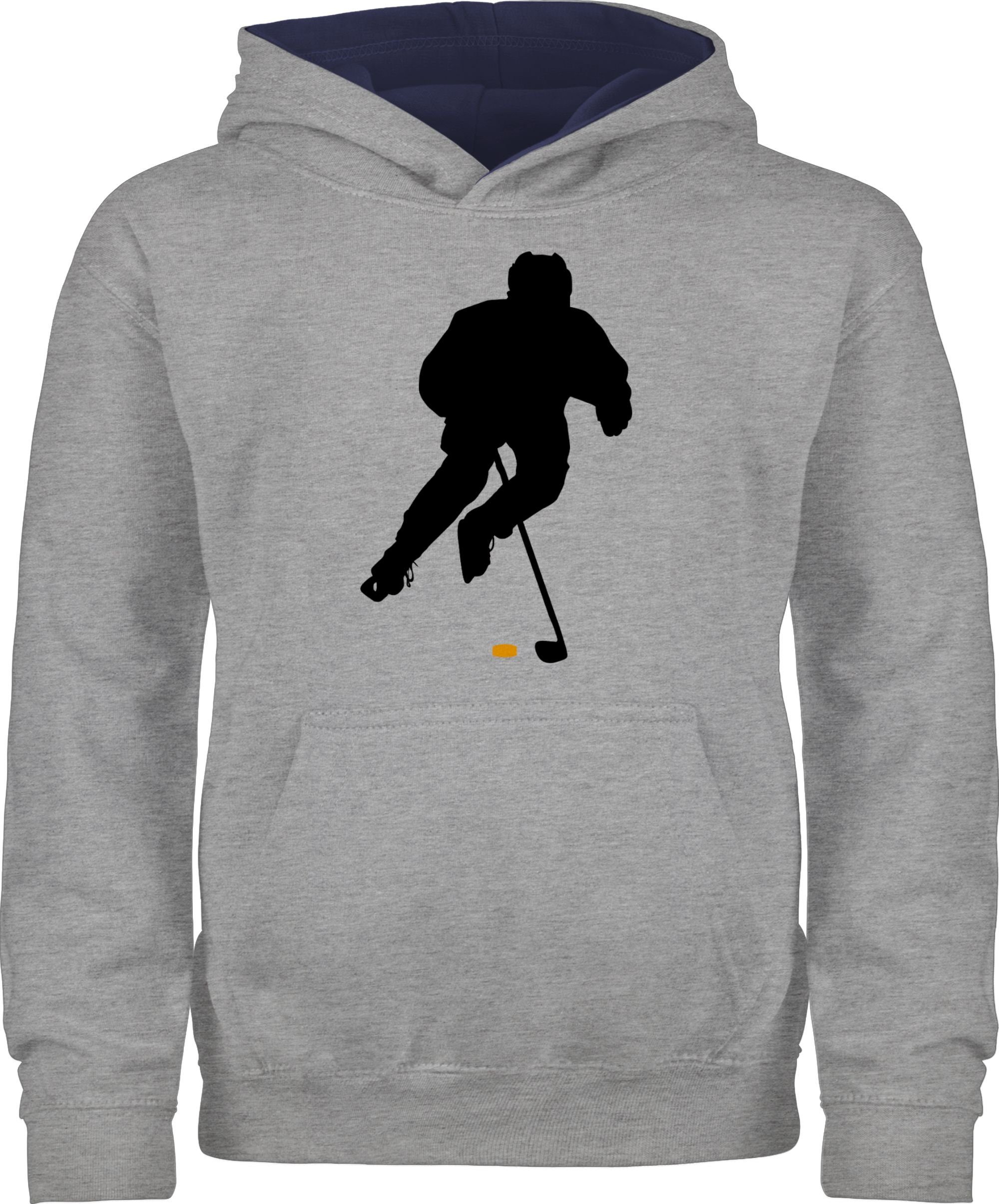 Shirtracer Hoodie Eishockey Spieler Kinder Sport Kleidung 2 Grau meliert/Navy Blau