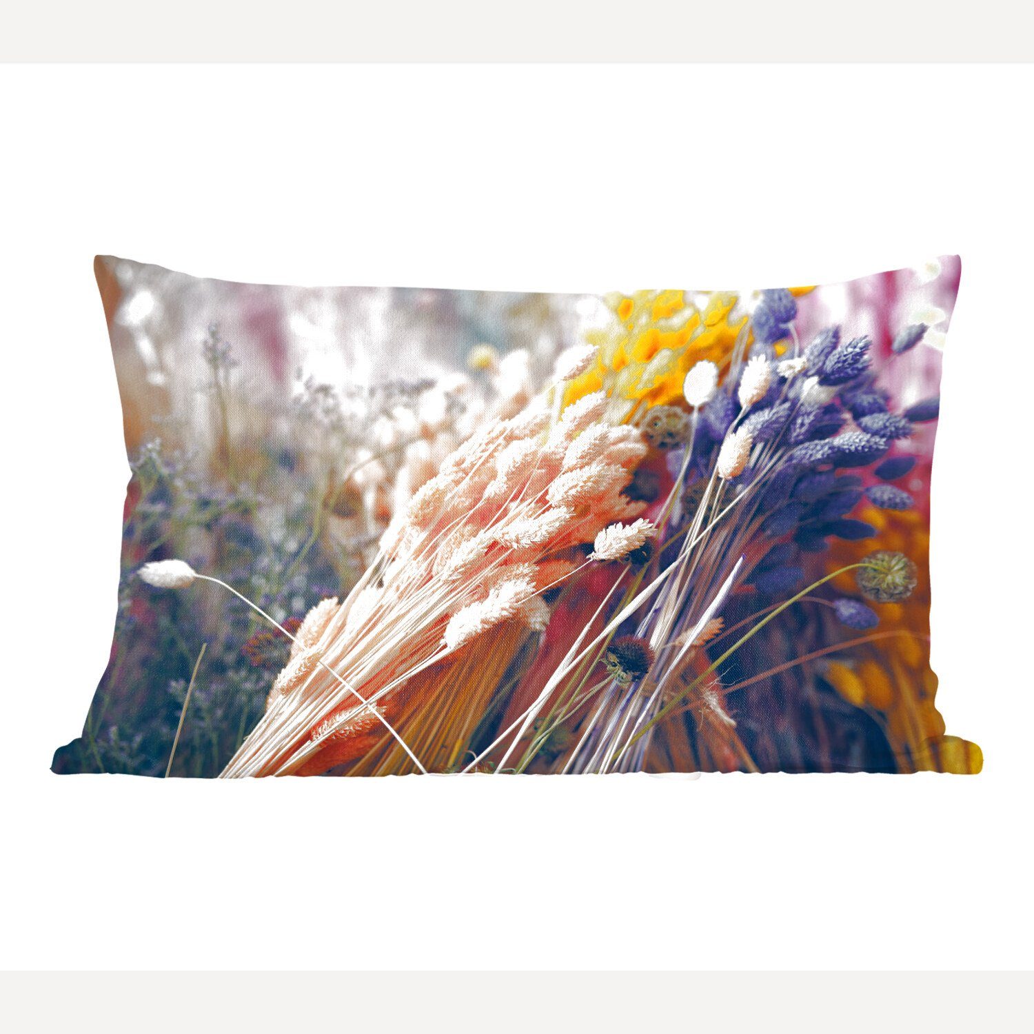 Wohzimmer Farben Blumen - MuchoWow Getrocknete mit Füllung, Dekokissen Schlafzimmer Stilleben, Zierkissen, Dekokissen - Dekoration,